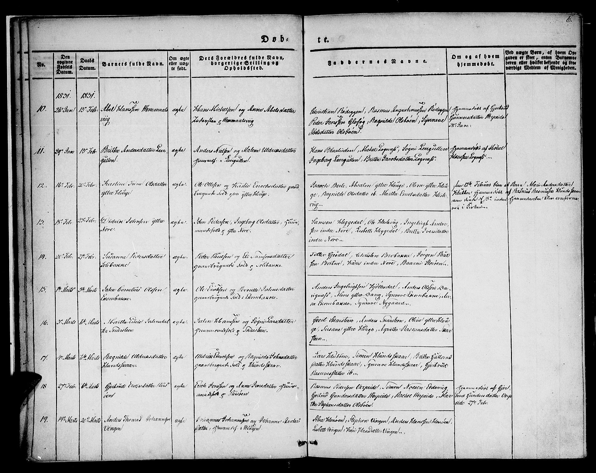 Davik sokneprestembete, AV/SAB-A-79701/H/Haa/Haaa/L0004: Parish register (official) no. A 4, 1830-1849, p. 6