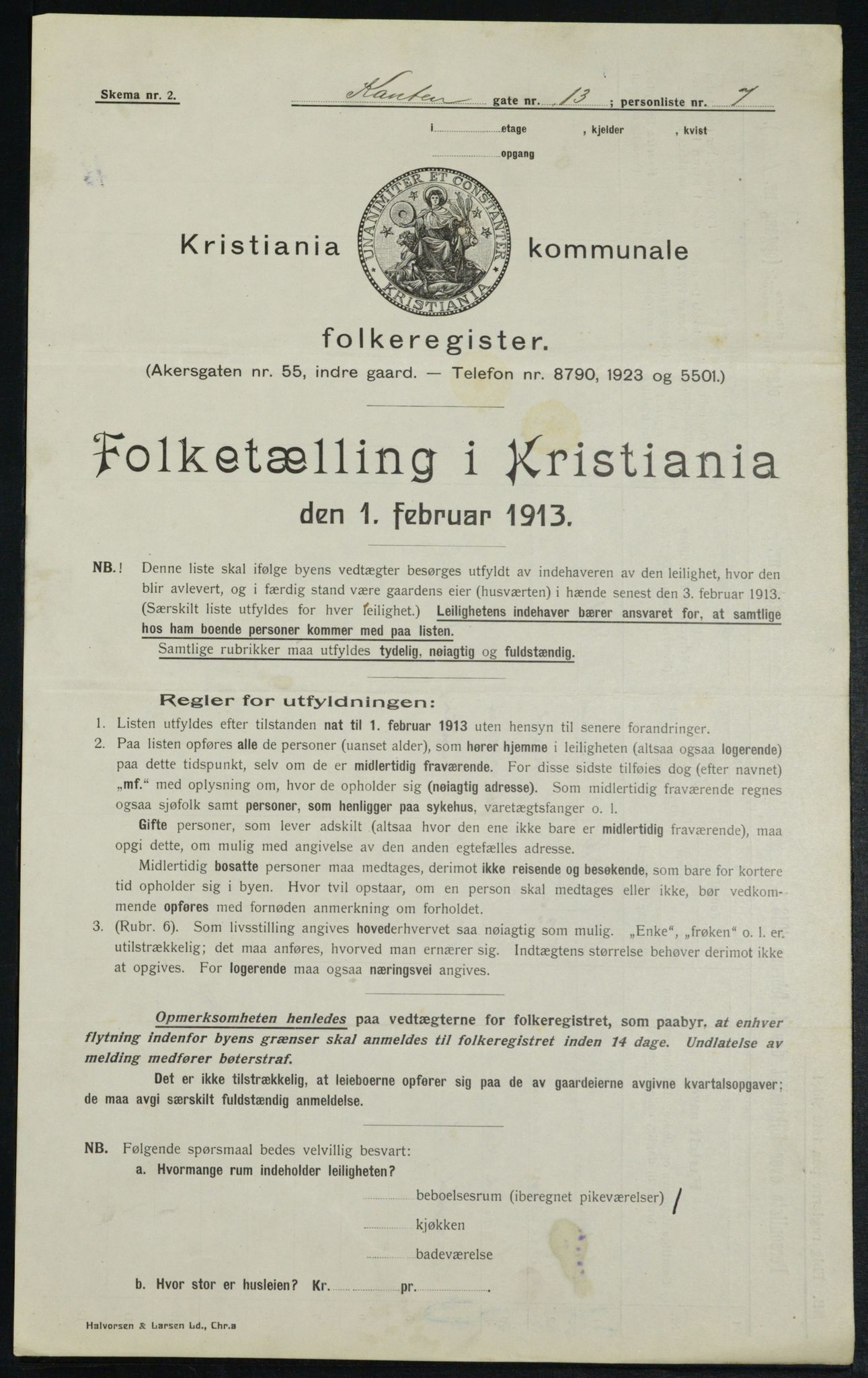 OBA, Municipal Census 1913 for Kristiania, 1913, p. 48006