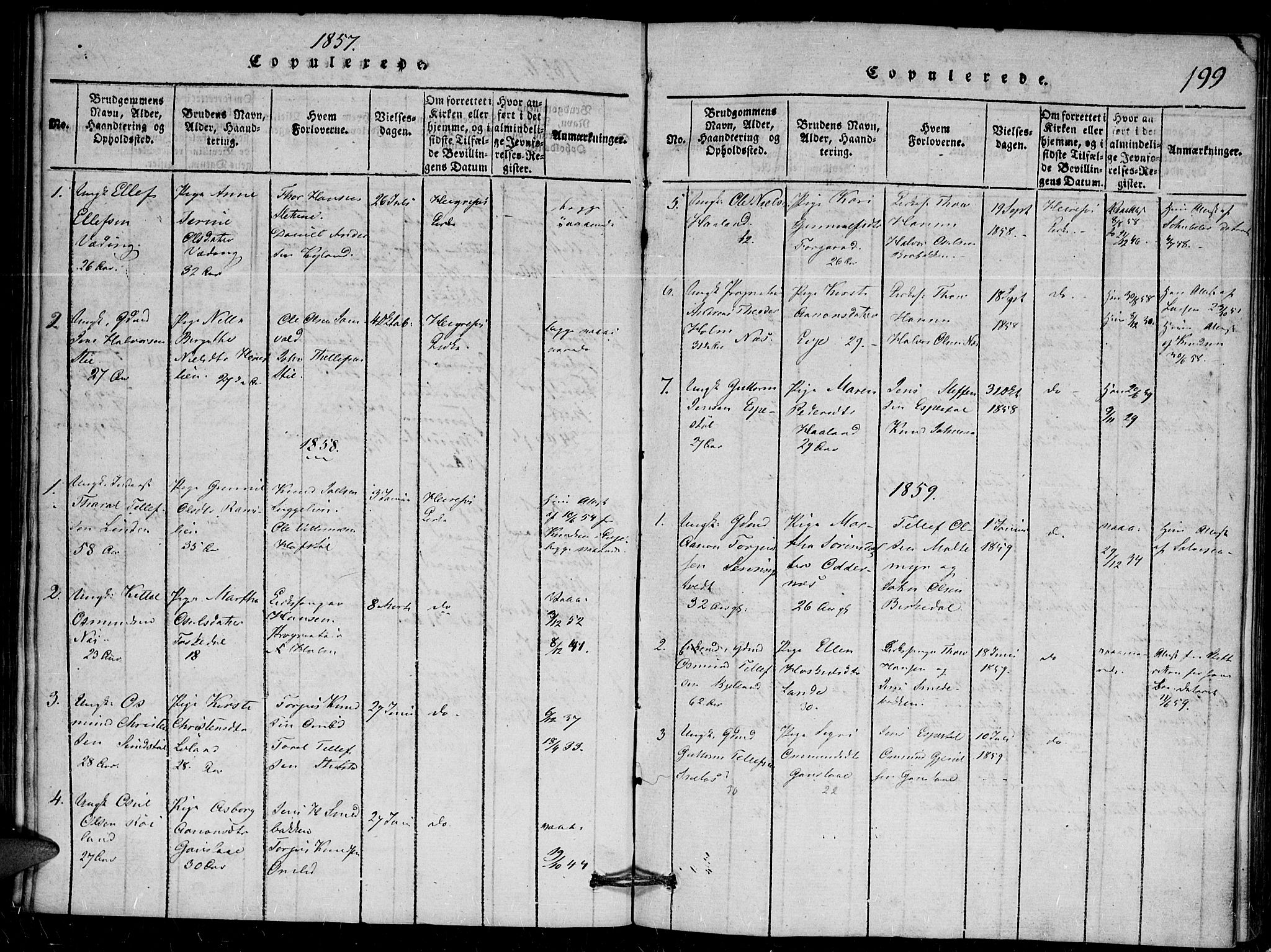 Herefoss sokneprestkontor, AV/SAK-1111-0019/F/Fa/Faa/L0001: Parish register (official) no. A 1, 1816-1860, p. 199