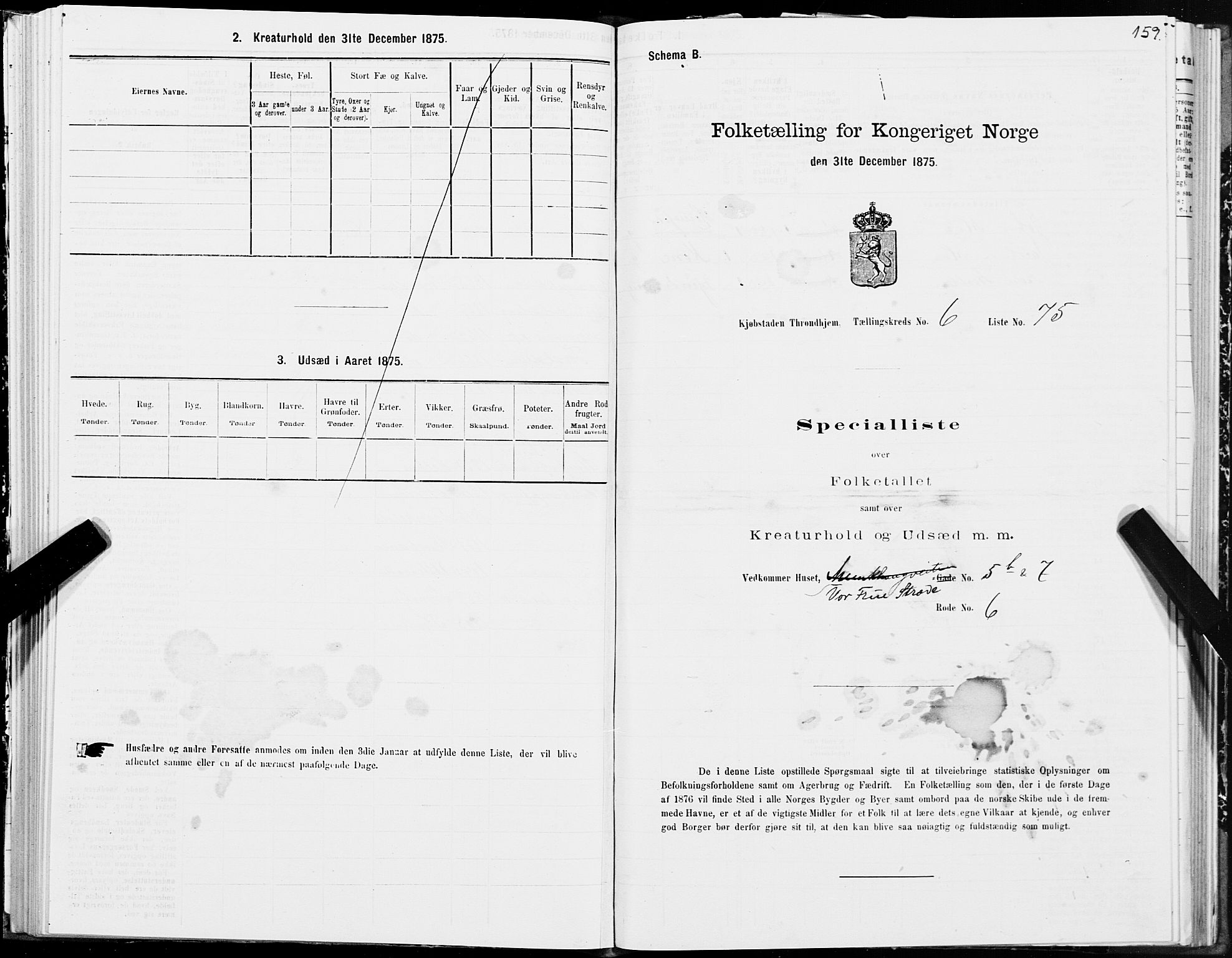 SAT, 1875 census for 1601 Trondheim, 1875, p. 4159