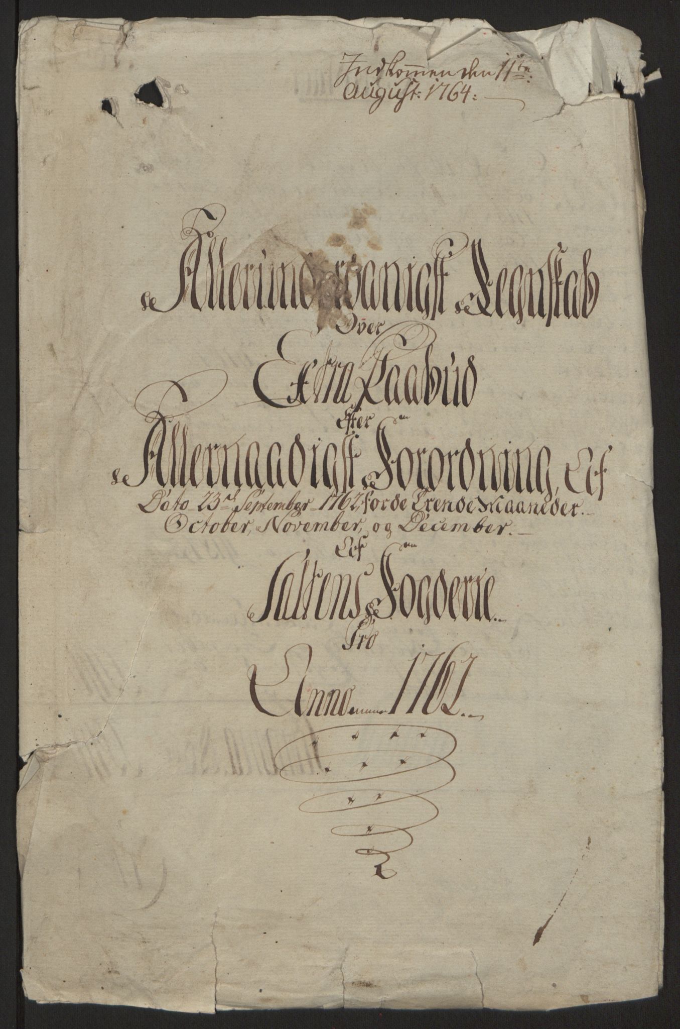 Rentekammeret inntil 1814, Reviderte regnskaper, Fogderegnskap, RA/EA-4092/R66/L4670: Ekstraskatten Salten, 1762-1764, p. 4