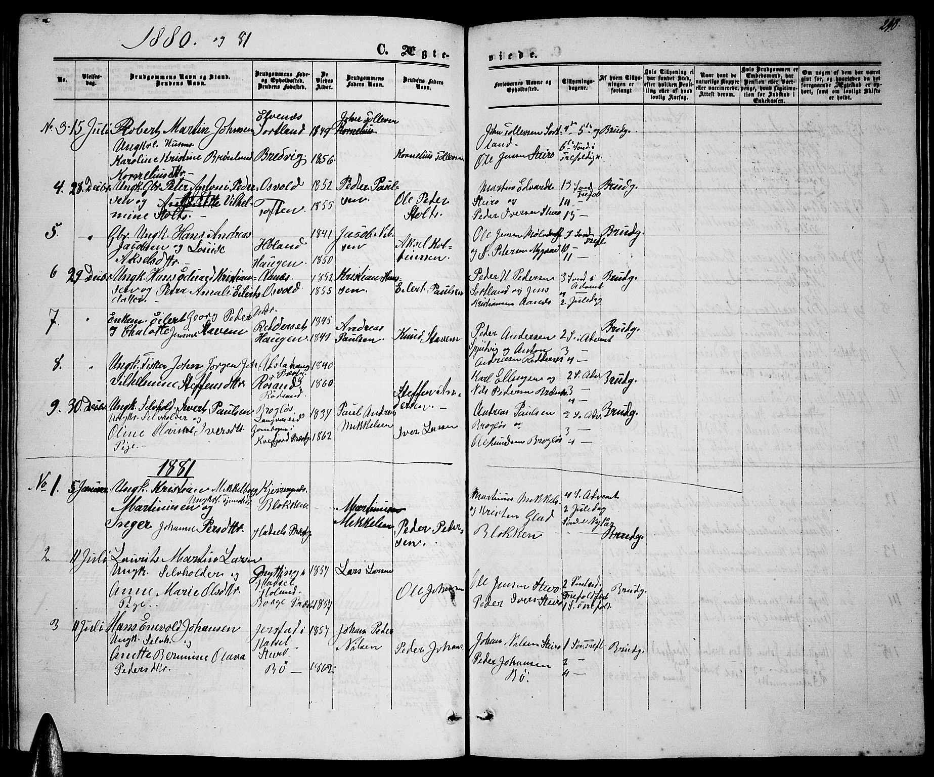 Ministerialprotokoller, klokkerbøker og fødselsregistre - Nordland, SAT/A-1459/895/L1381: Parish register (copy) no. 895C03, 1864-1885, p. 210