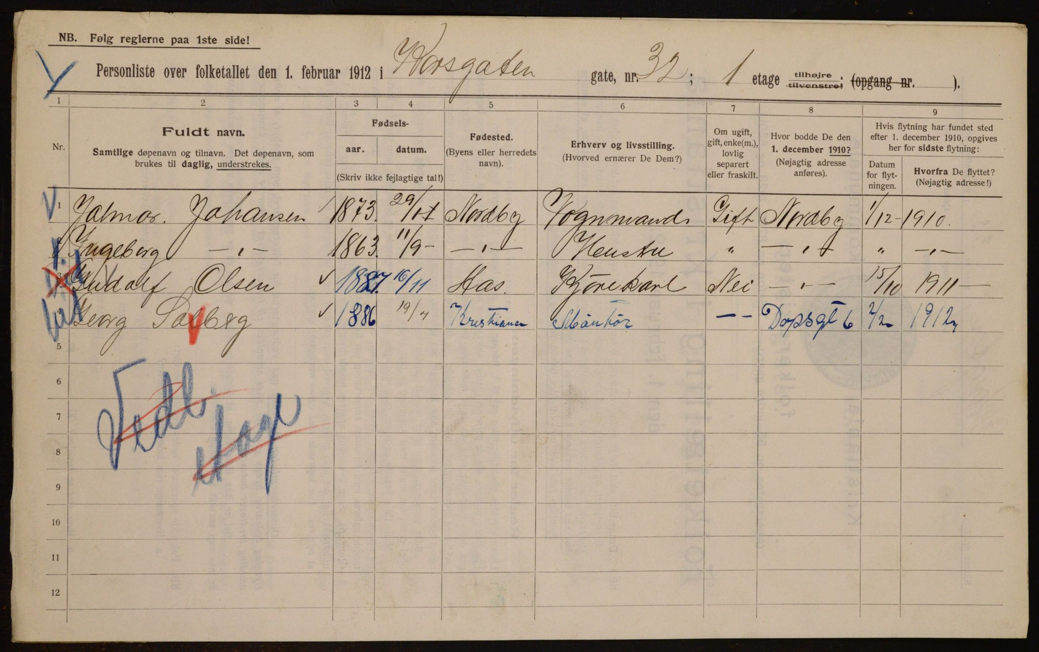 OBA, Municipal Census 1912 for Kristiania, 1912, p. 54147