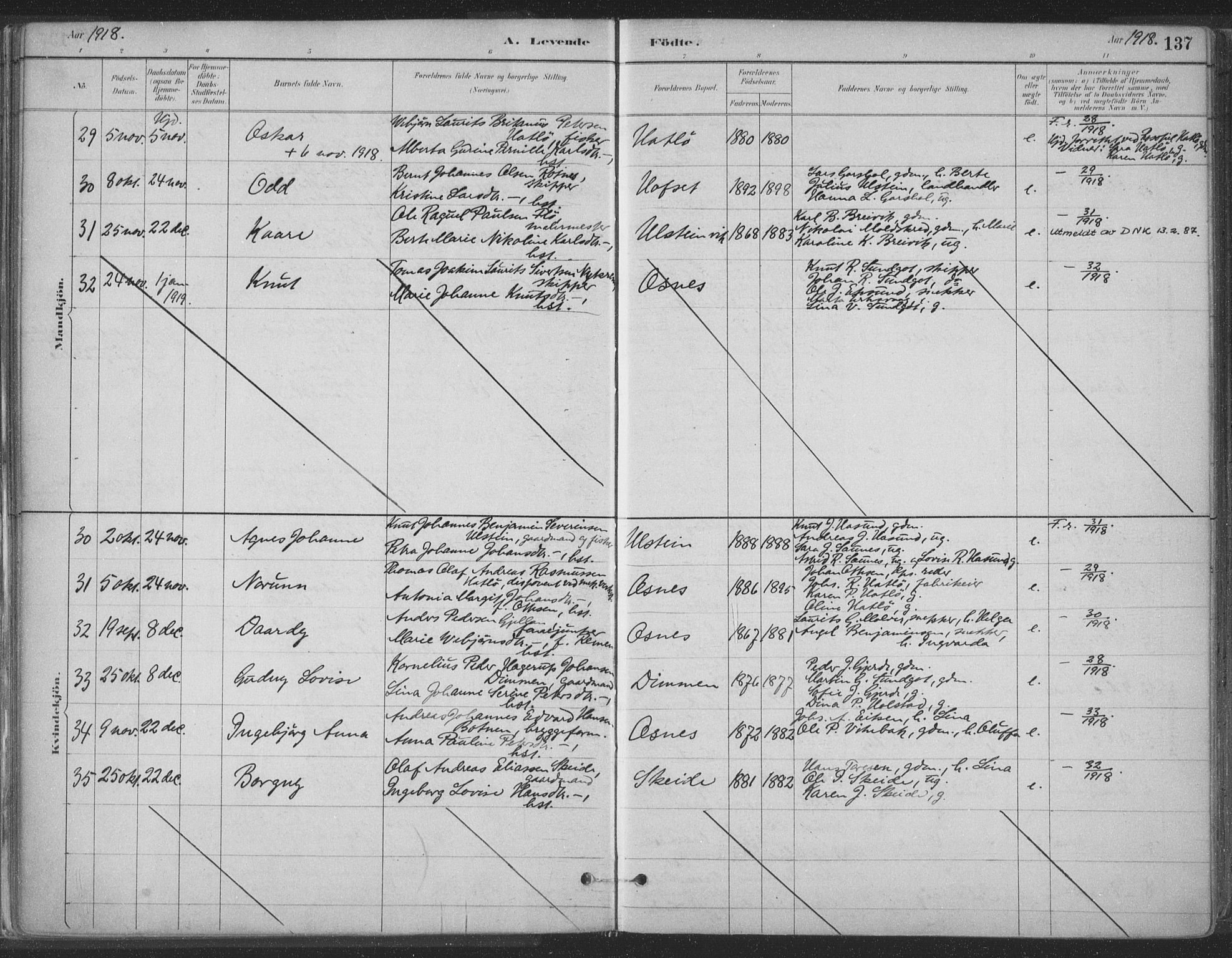 Ministerialprotokoller, klokkerbøker og fødselsregistre - Møre og Romsdal, AV/SAT-A-1454/509/L0106: Parish register (official) no. 509A04, 1883-1922, p. 137