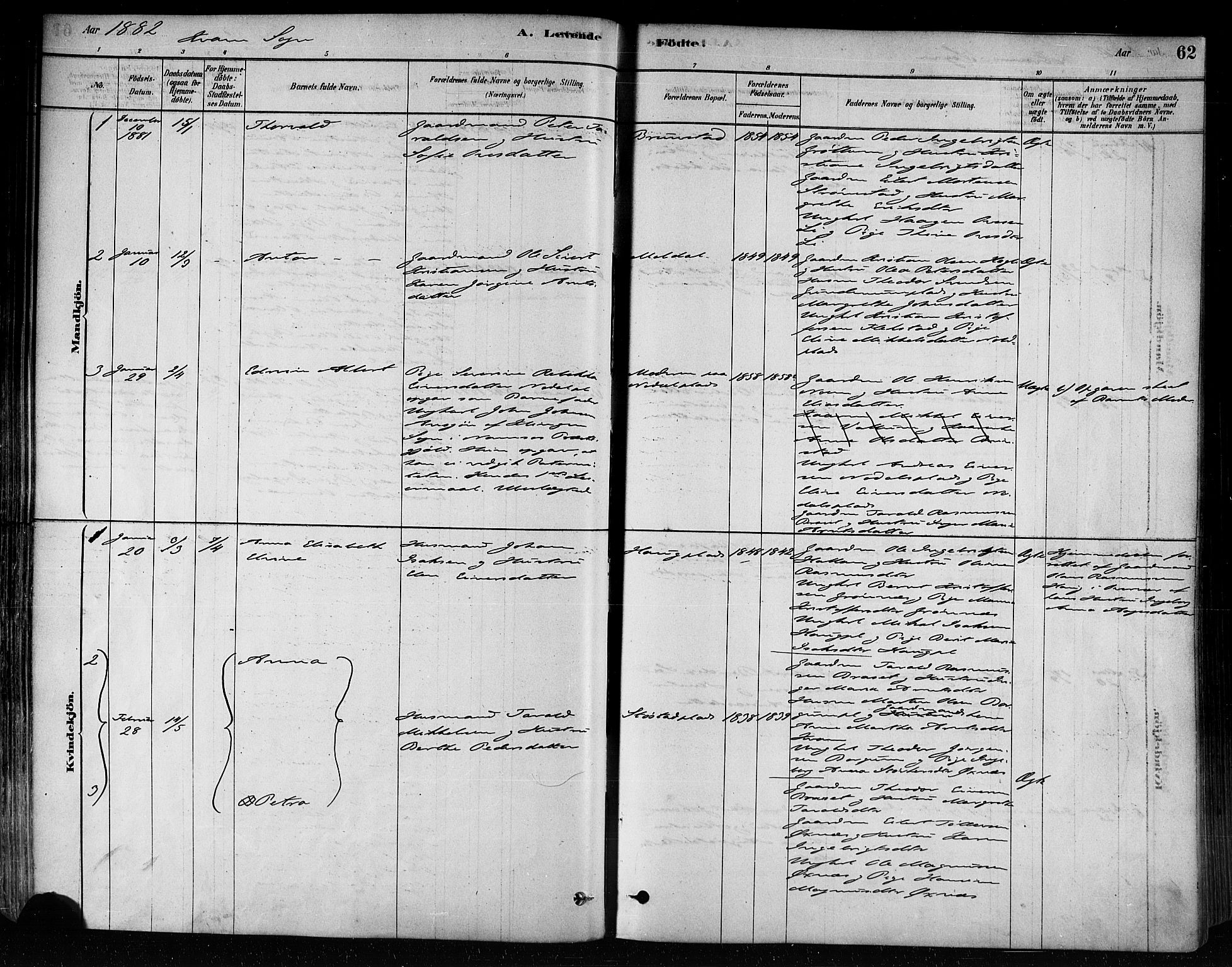 Ministerialprotokoller, klokkerbøker og fødselsregistre - Nord-Trøndelag, SAT/A-1458/746/L0449: Parish register (official) no. 746A07 /2, 1878-1899, p. 62