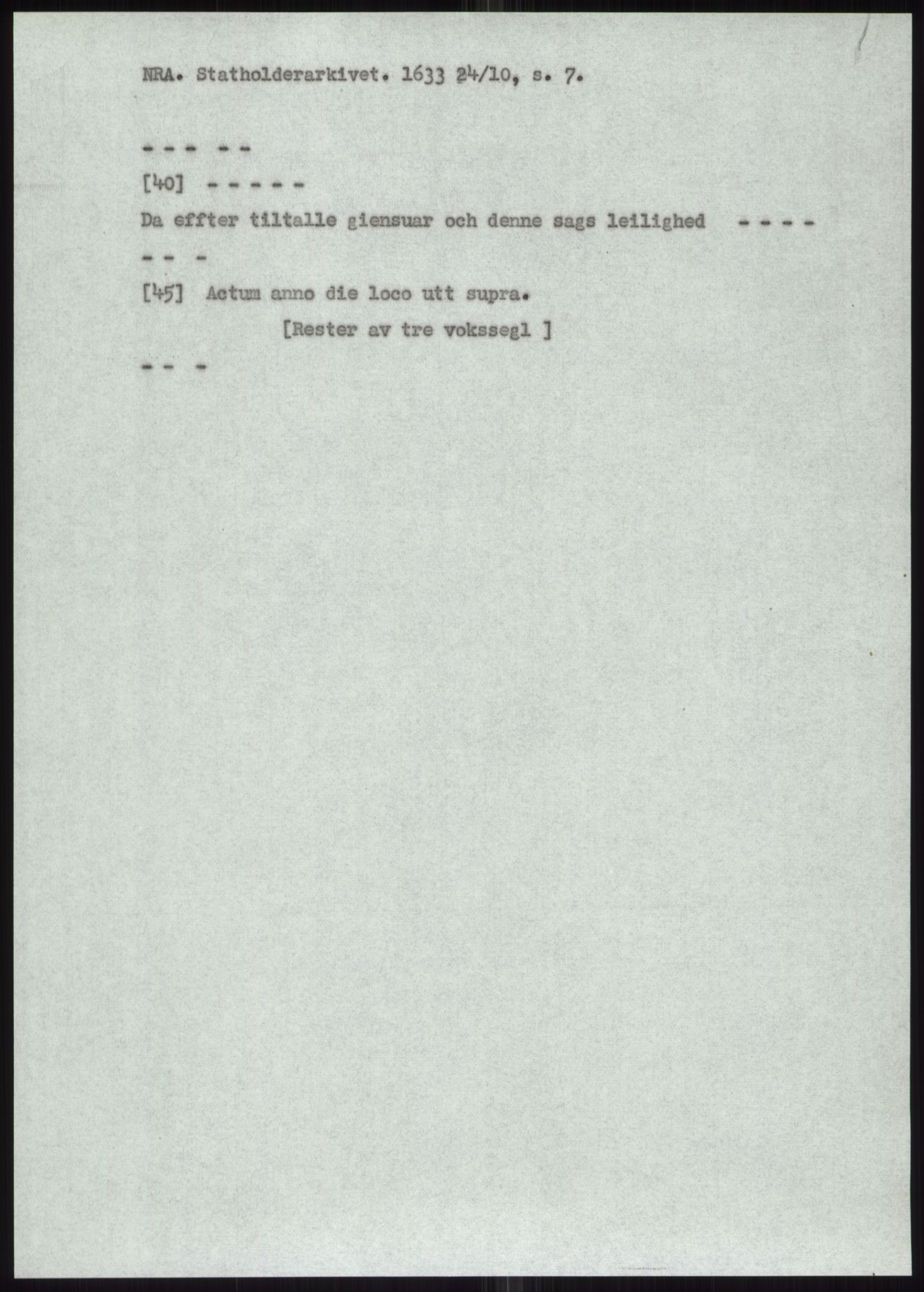 Samlinger til kildeutgivelse, Diplomavskriftsamlingen, AV/RA-EA-4053/H/Ha, p. 3279