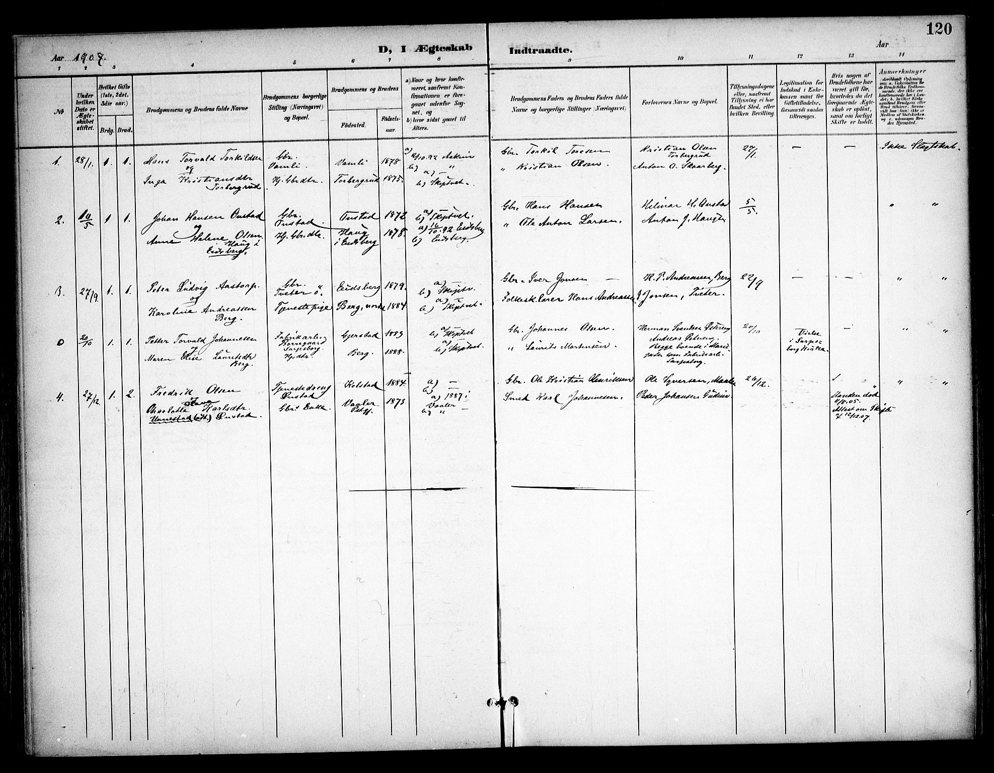 Skiptvet prestekontor Kirkebøker, SAO/A-20009/F/Fa/L0011: Parish register (official) no. 11, 1901-1913, p. 120