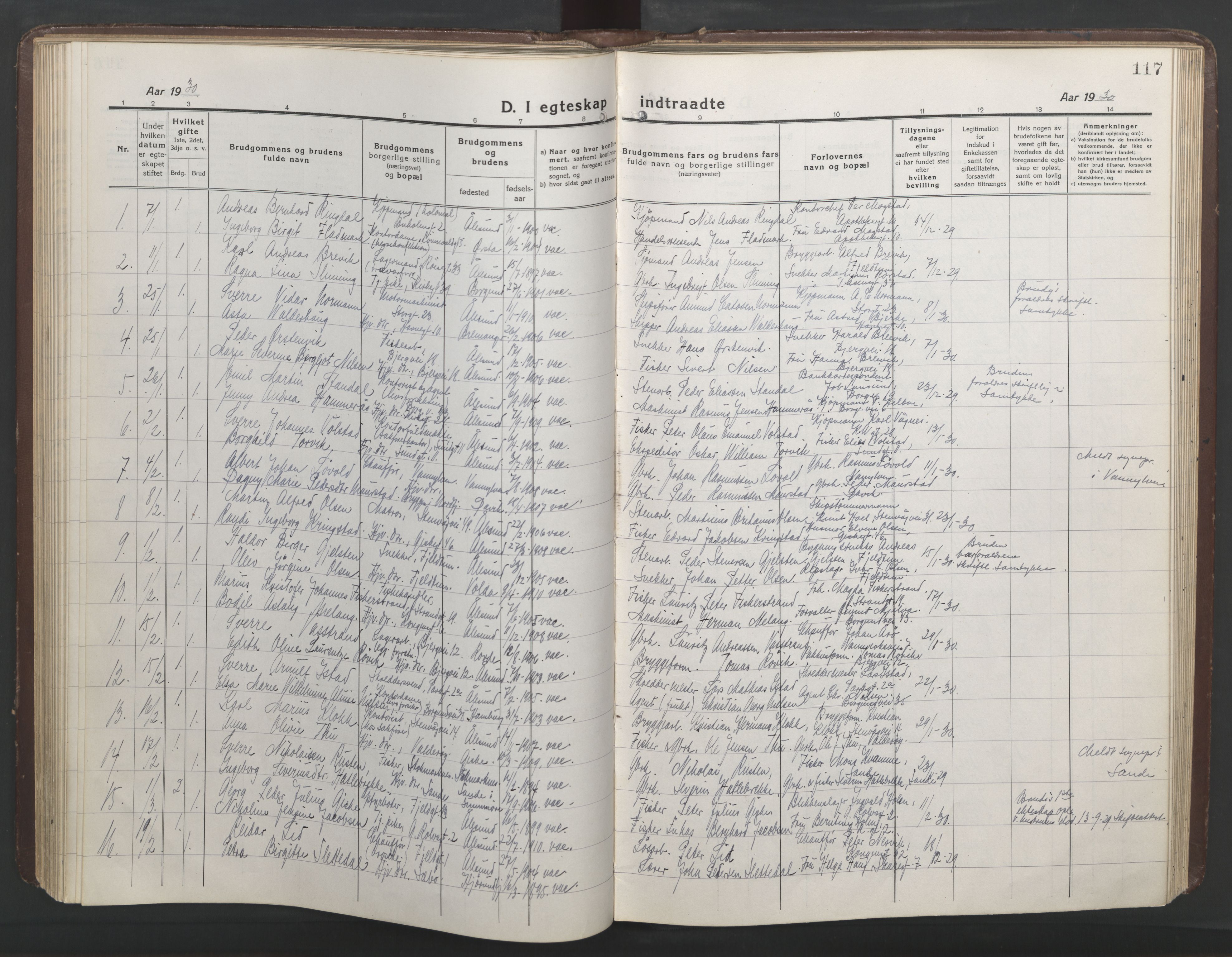 Ministerialprotokoller, klokkerbøker og fødselsregistre - Møre og Romsdal, AV/SAT-A-1454/529/L0473: Parish register (copy) no. 529C10, 1918-1941, p. 117