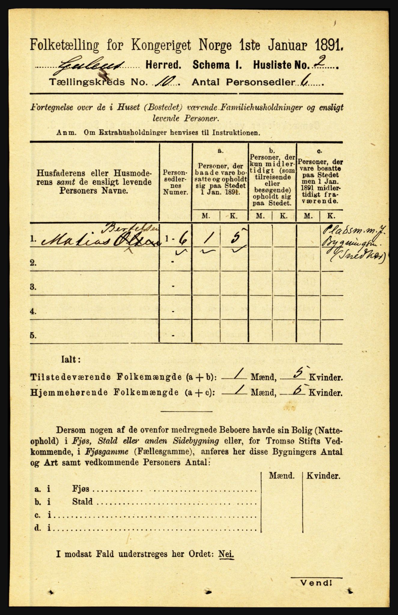 RA, 1891 census for 1411 Gulen, 1891, p. 3259