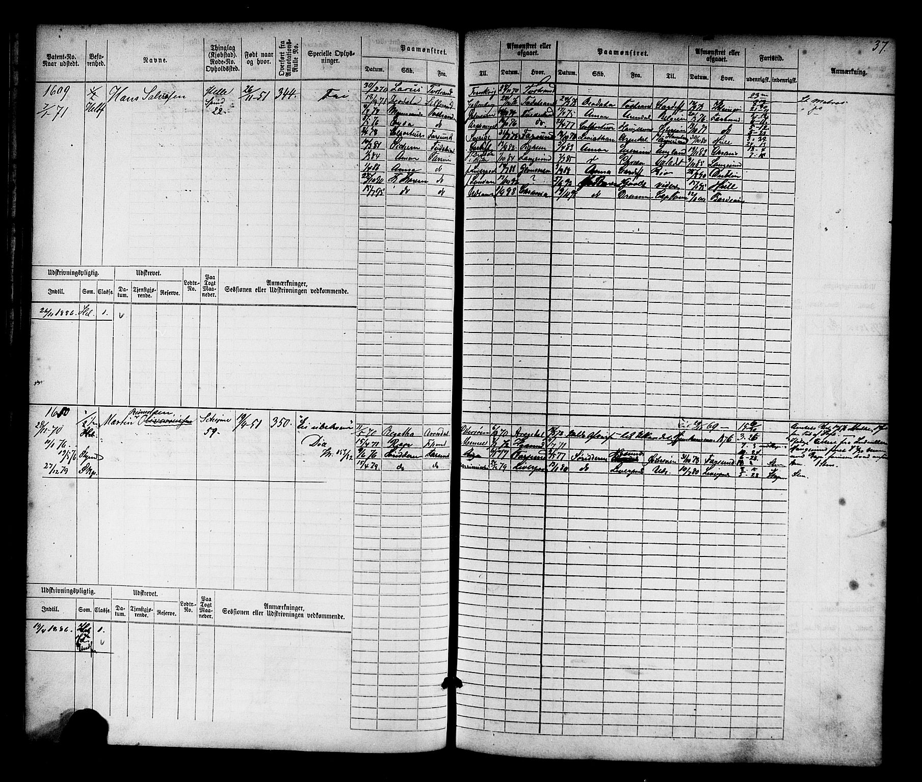 Farsund mønstringskrets, SAK/2031-0017/F/Fb/L0017: Hovedrulle nr 1537-2300, Z-9, 1868-1904, p. 39