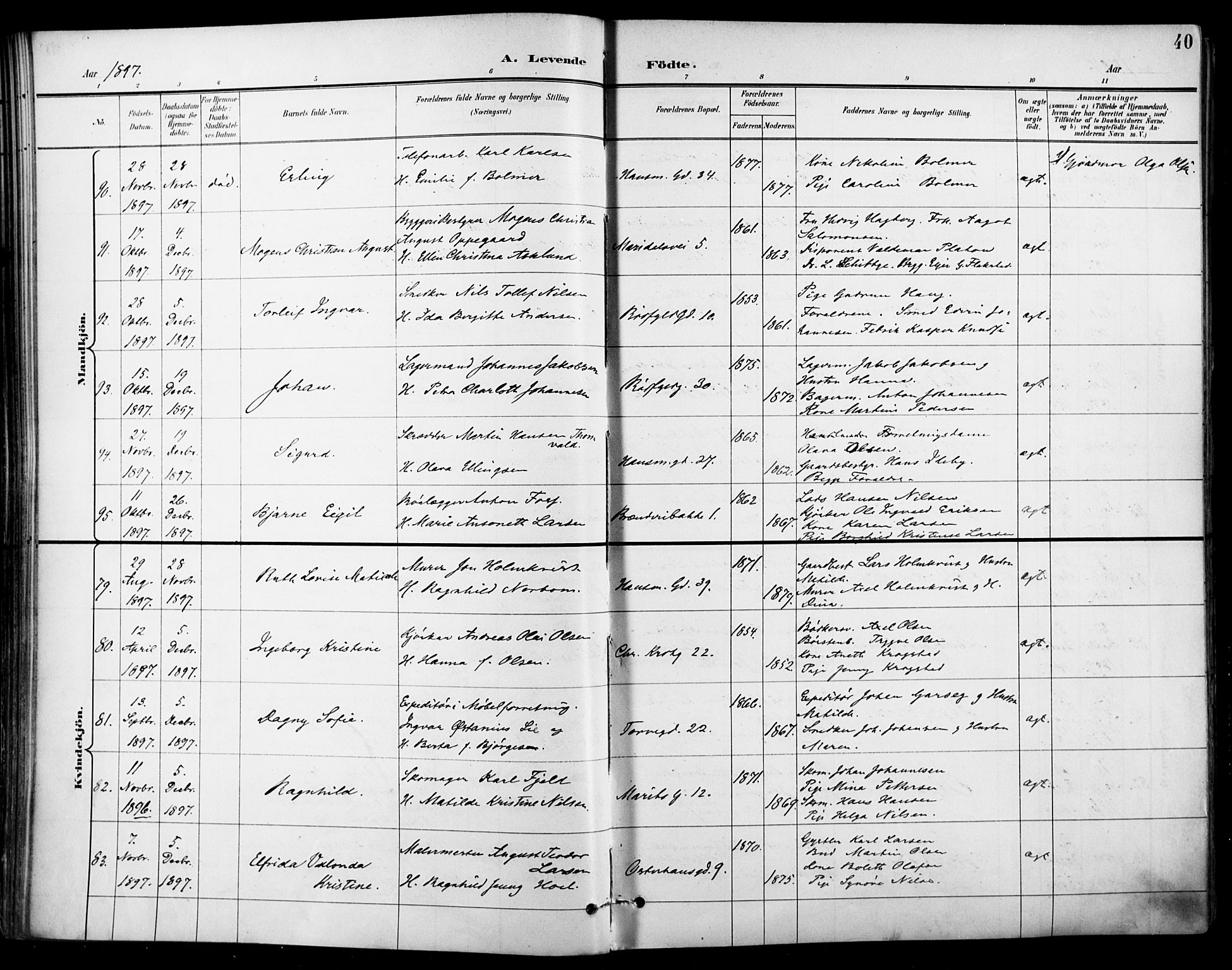 Jakob prestekontor Kirkebøker, SAO/A-10850/F/Fa/L0005: Parish register (official) no. 5, 1896-1903, p. 40