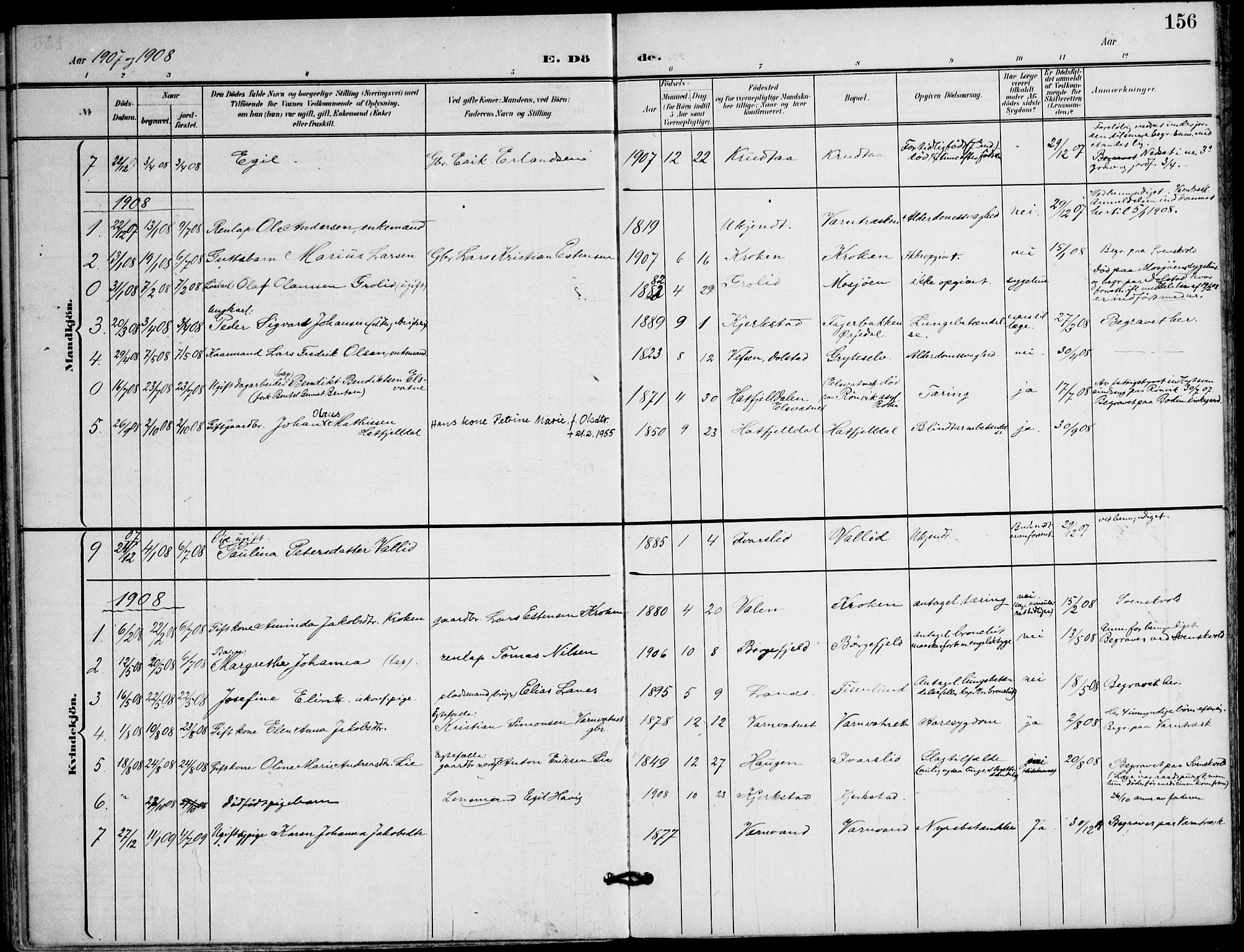 Ministerialprotokoller, klokkerbøker og fødselsregistre - Nordland, AV/SAT-A-1459/823/L0326: Parish register (official) no. 823A03, 1899-1919, p. 156