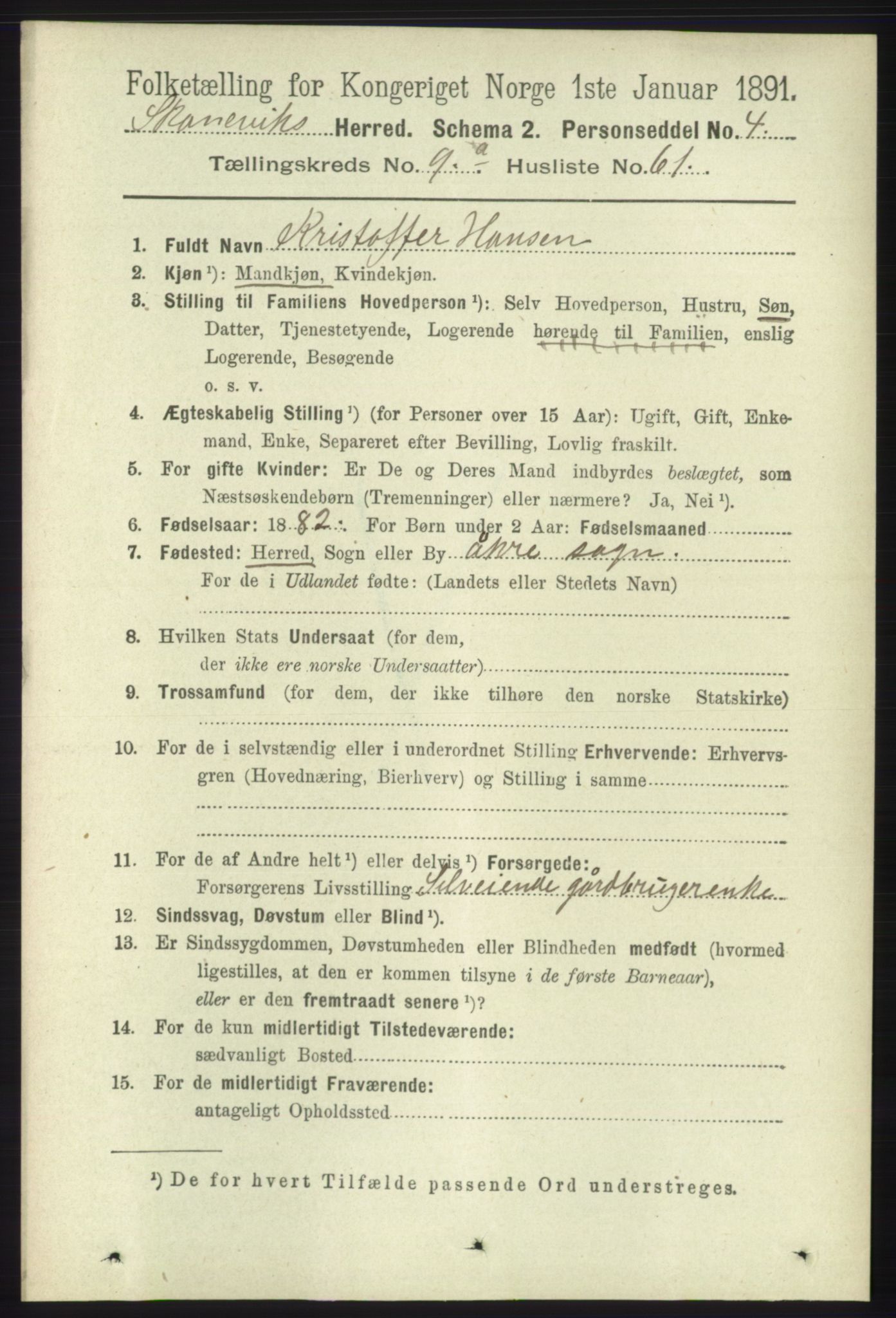 RA, 1891 census for 1212 Skånevik, 1891, p. 2853