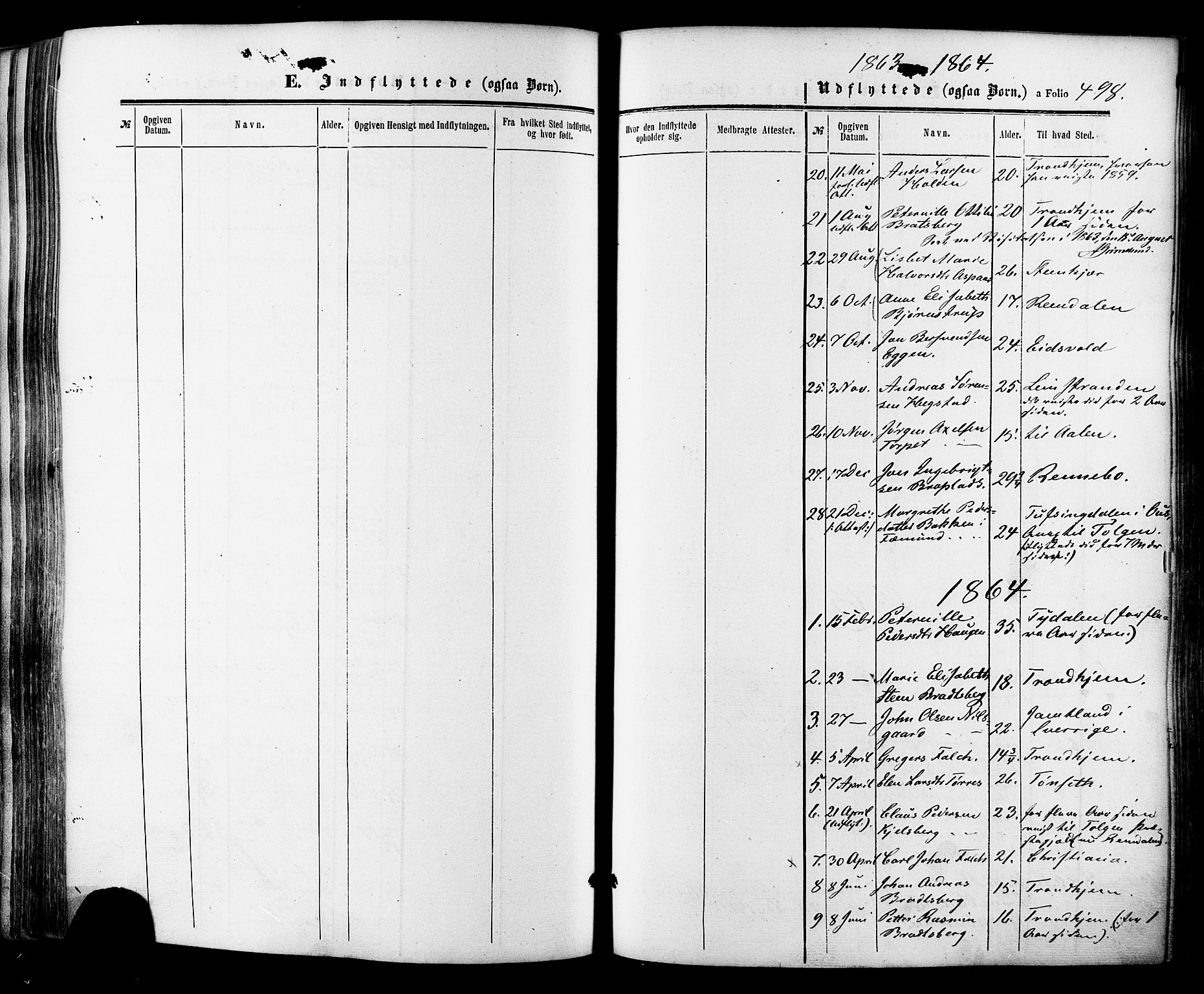 Ministerialprotokoller, klokkerbøker og fødselsregistre - Sør-Trøndelag, SAT/A-1456/681/L0932: Parish register (official) no. 681A10, 1860-1878, p. 498