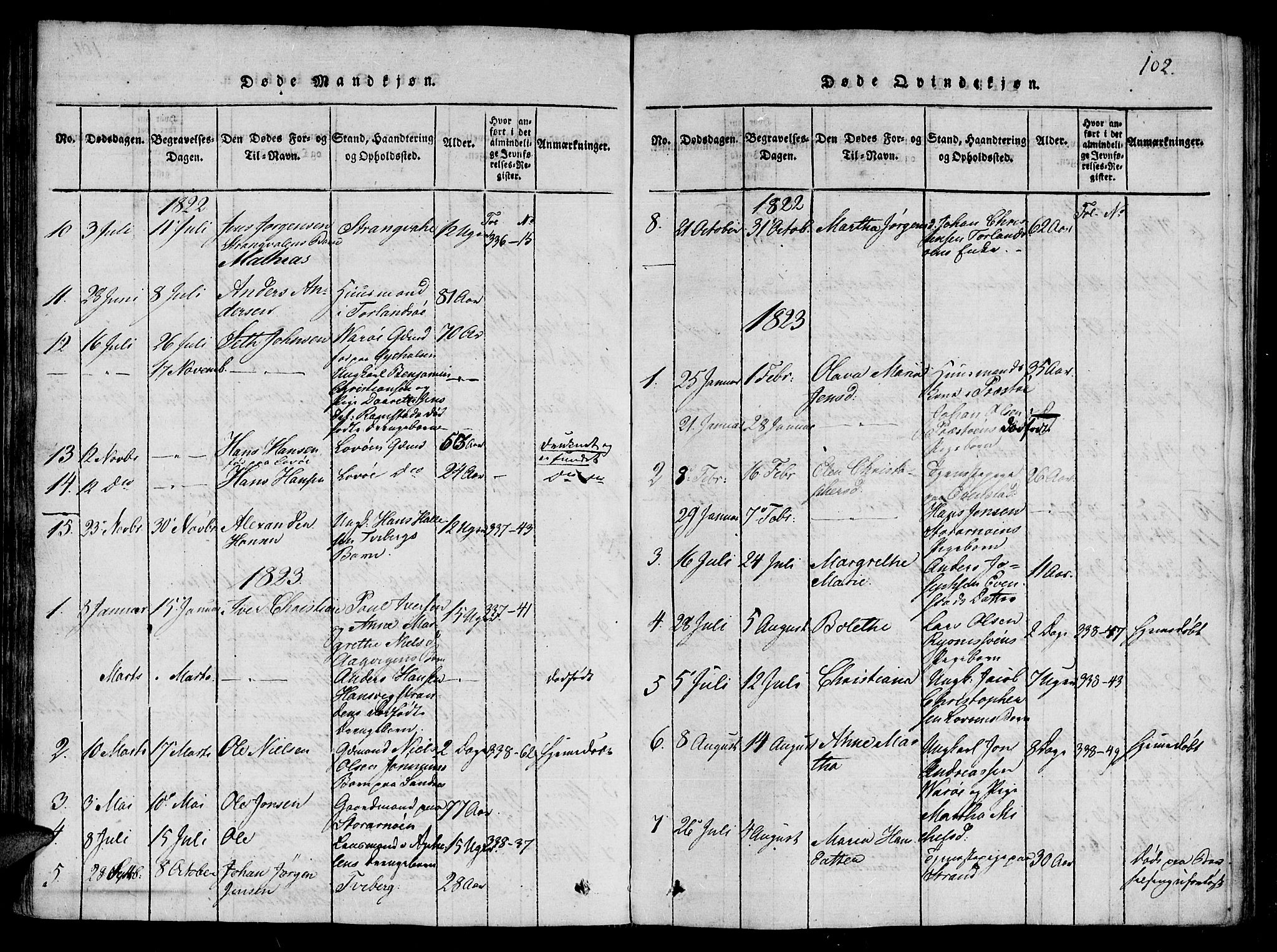 Ministerialprotokoller, klokkerbøker og fødselsregistre - Nord-Trøndelag, SAT/A-1458/784/L0667: Parish register (official) no. 784A03 /1, 1816-1829, p. 102