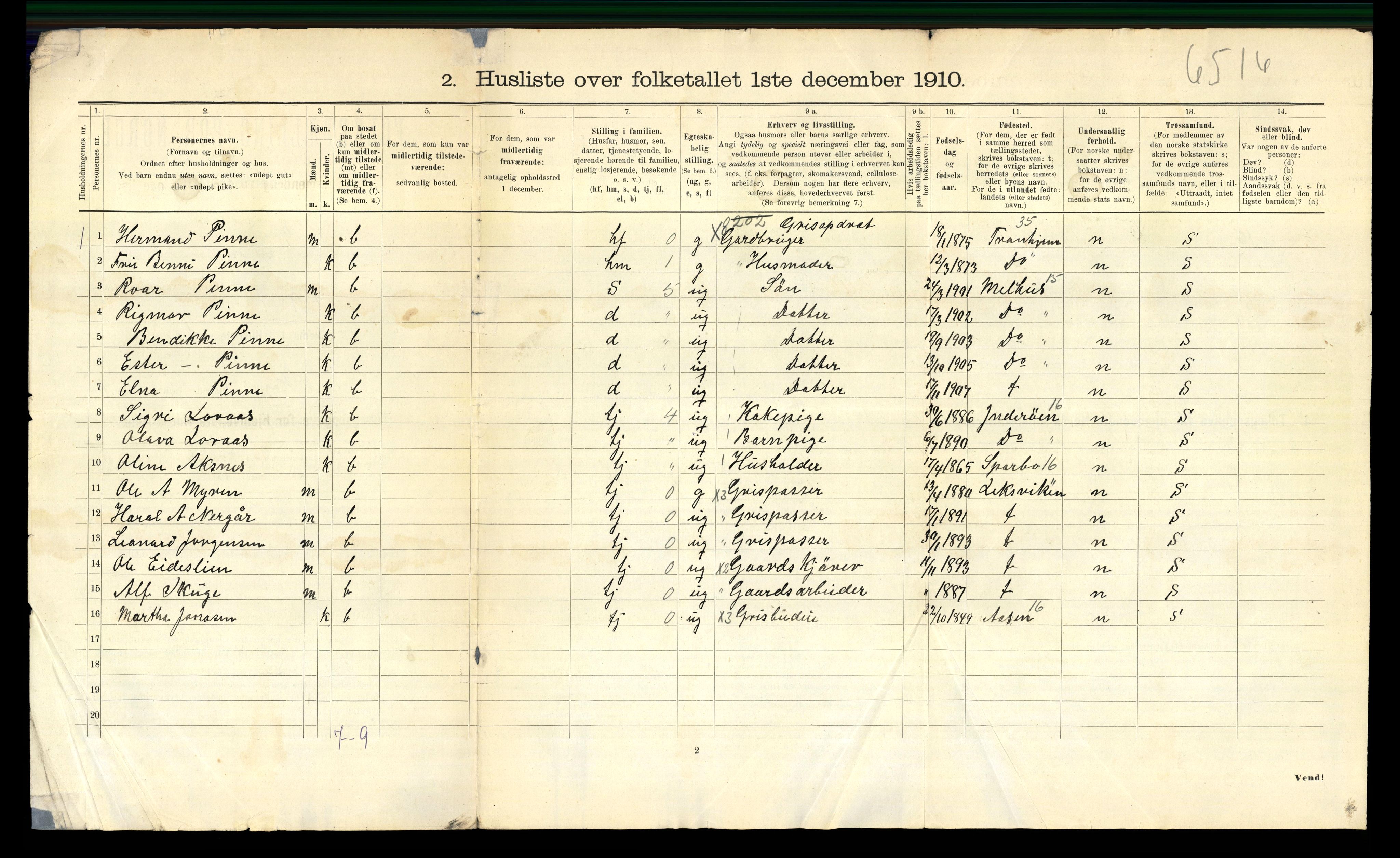 RA, 1910 census for Skogn, 1910, p. 39