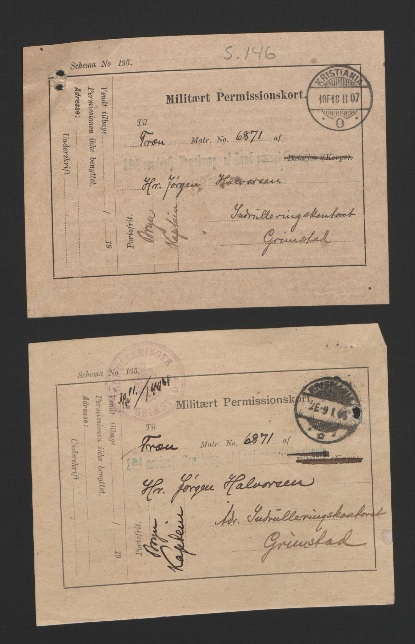 Grimstad mønstringskrets, SAK/2031-0013/F/Fa/L0006: Annotasjonsrulle nr 1911-3453 med register, V-19, 1892-1939, p. 179