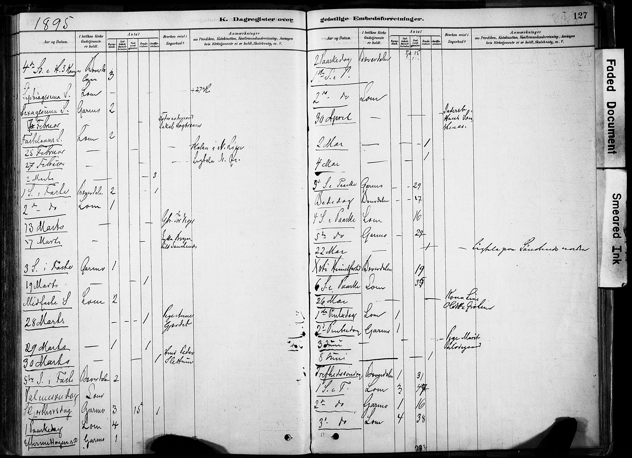 Lom prestekontor, SAH/PREST-070/K/L0009: Parish register (official) no. 9, 1878-1907, p. 127
