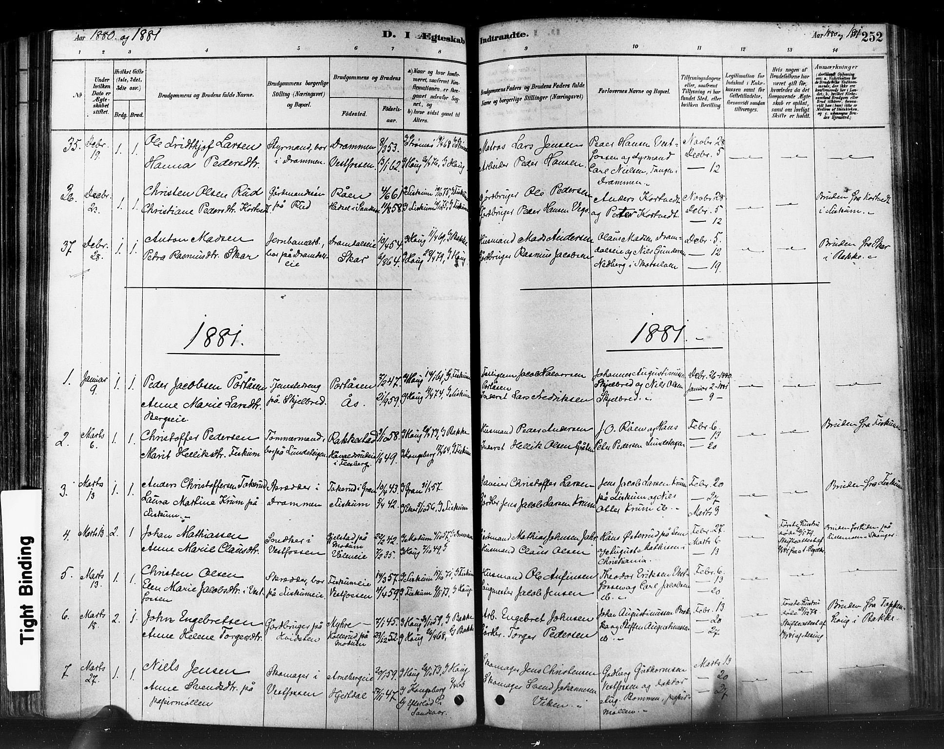 Eiker kirkebøker, SAKO/A-4/F/Fb/L0001: Parish register (official) no. II 1, 1878-1888, p. 252