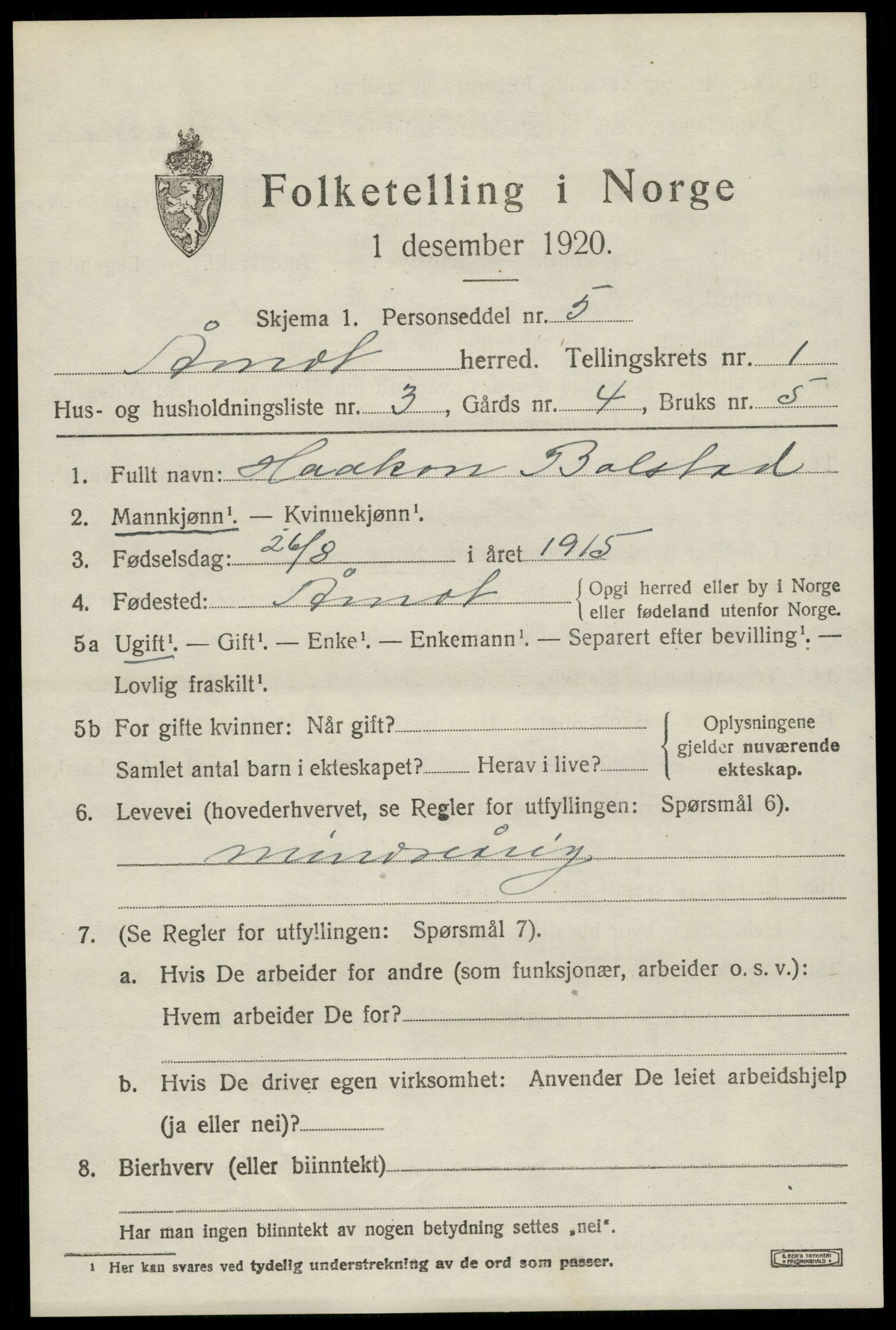 SAH, 1920 census for Åmot, 1920, p. 1627