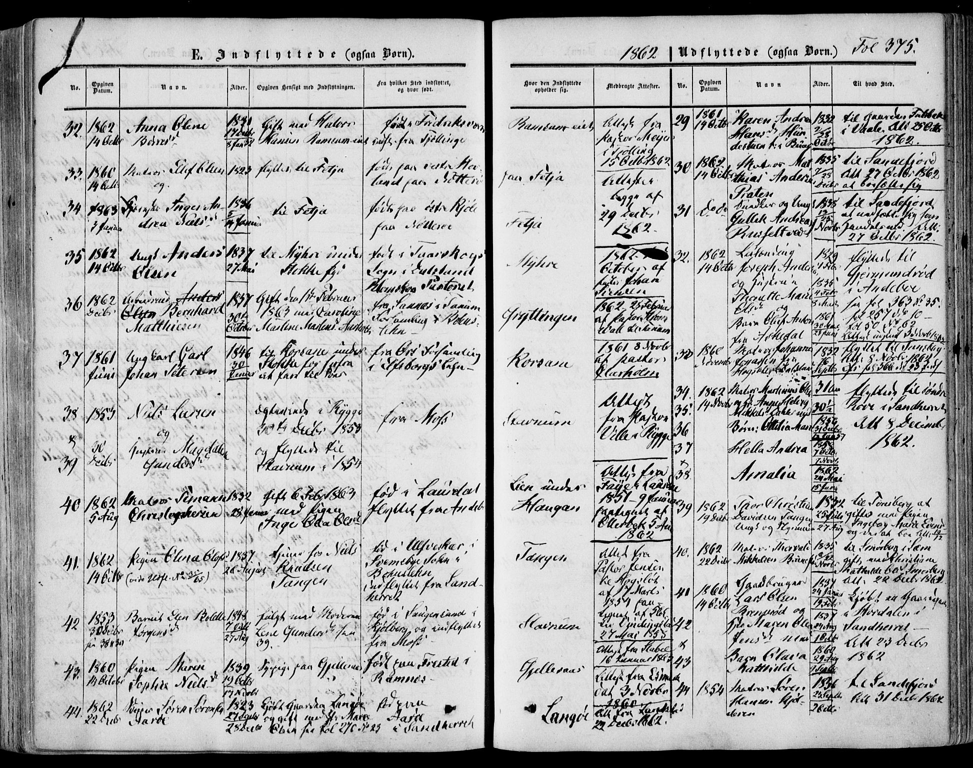 Stokke kirkebøker, AV/SAKO-A-320/F/Fa/L0008: Parish register (official) no. I 8, 1858-1871, p. 375