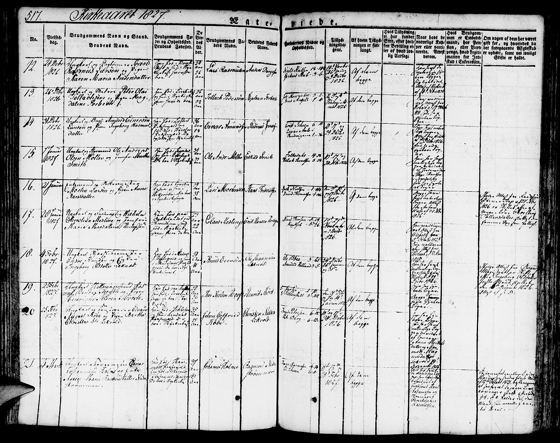 Nykirken Sokneprestembete, SAB/A-77101/H/Hab: Parish register (copy) no. A 5II, 1821-1843, p. 517
