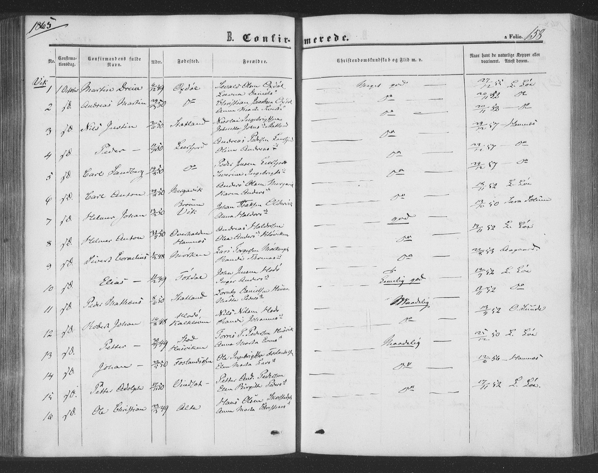 Ministerialprotokoller, klokkerbøker og fødselsregistre - Nord-Trøndelag, AV/SAT-A-1458/773/L0615: Parish register (official) no. 773A06, 1857-1870, p. 158