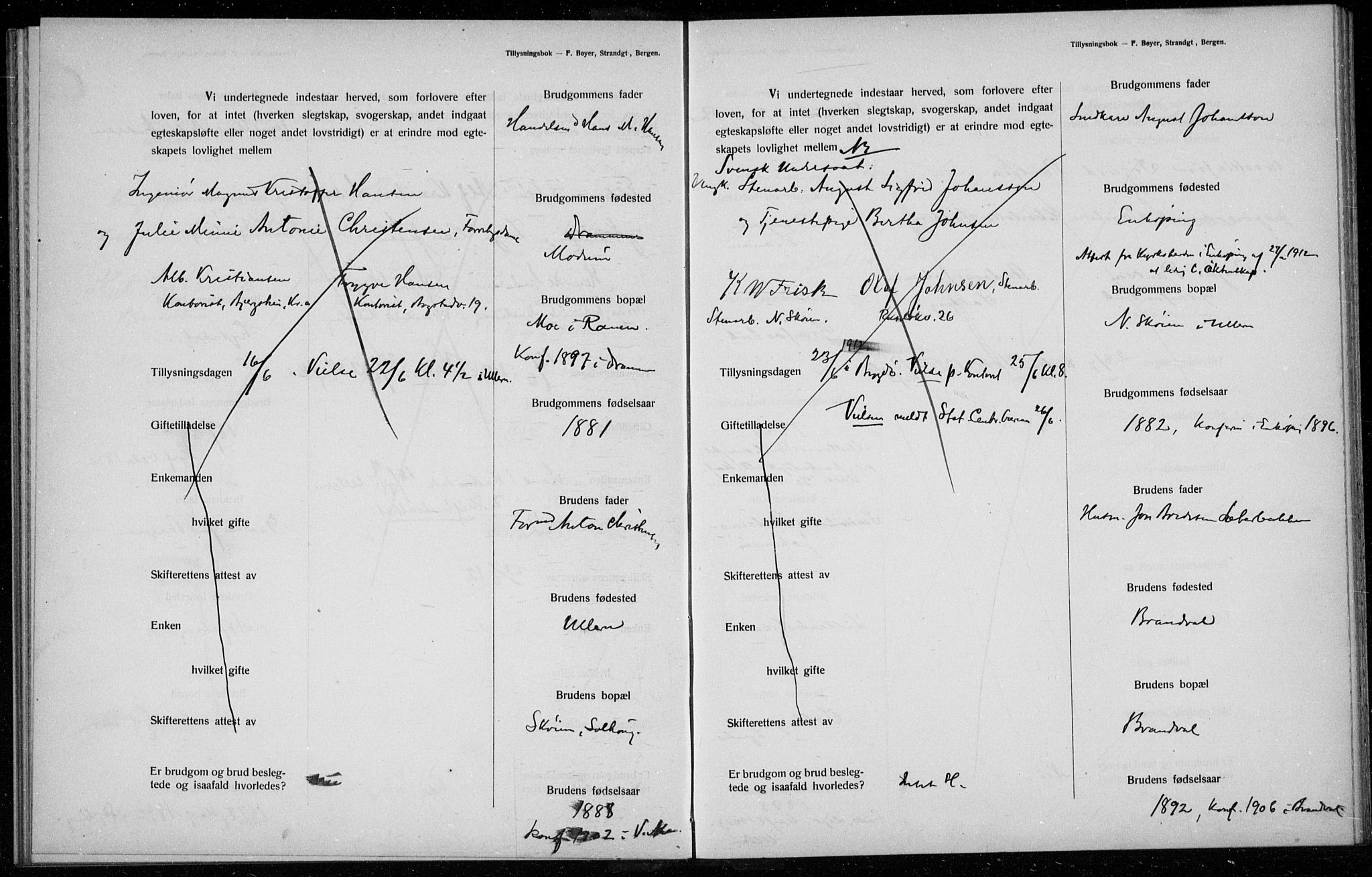 Ullern prestekontor Kirkebøker, AV/SAO-A-10740/H/L0001: Banns register no. 1, 1911-1916