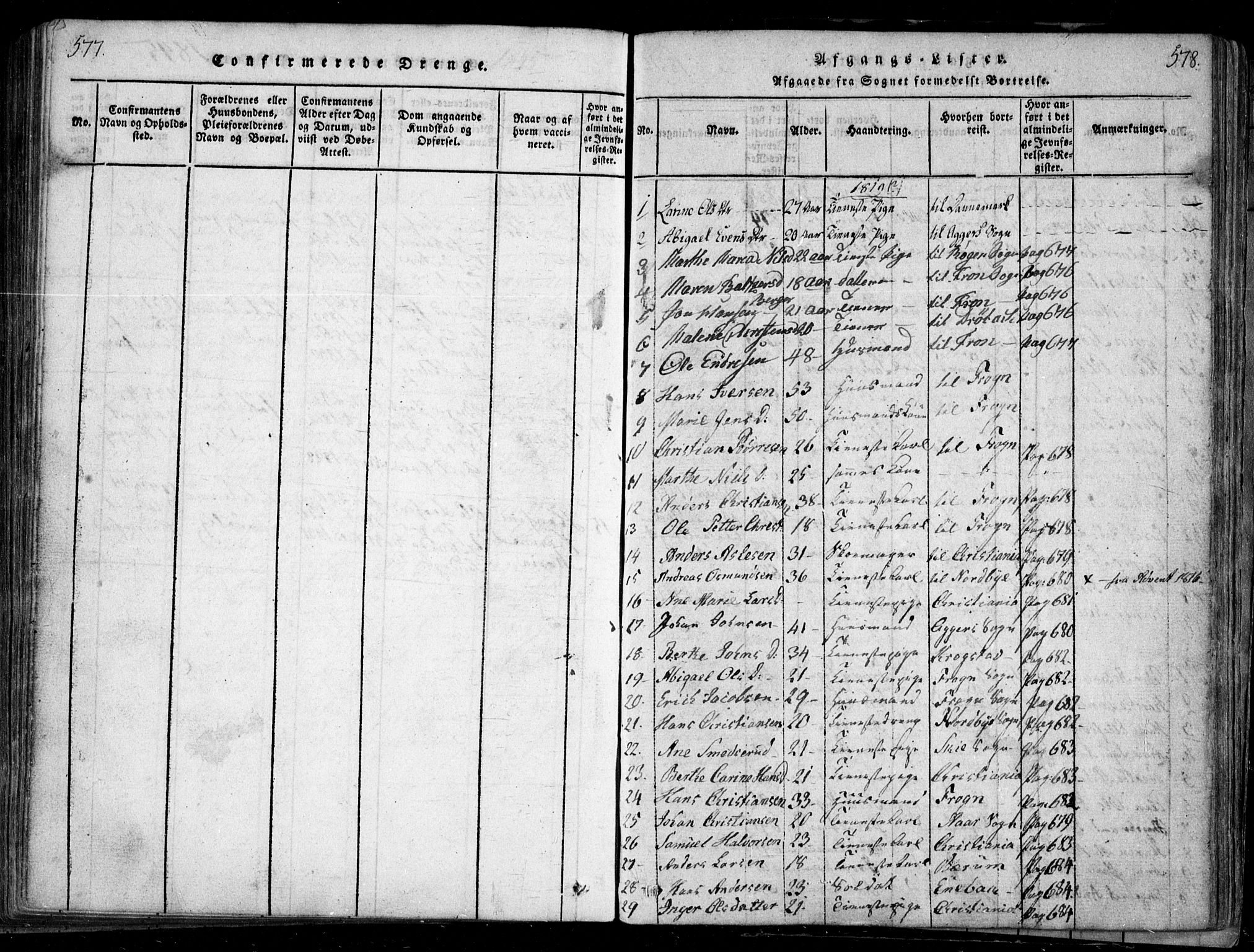 Nesodden prestekontor Kirkebøker, SAO/A-10013/F/Fa/L0006: Parish register (official) no. I 6, 1814-1847, p. 577-578