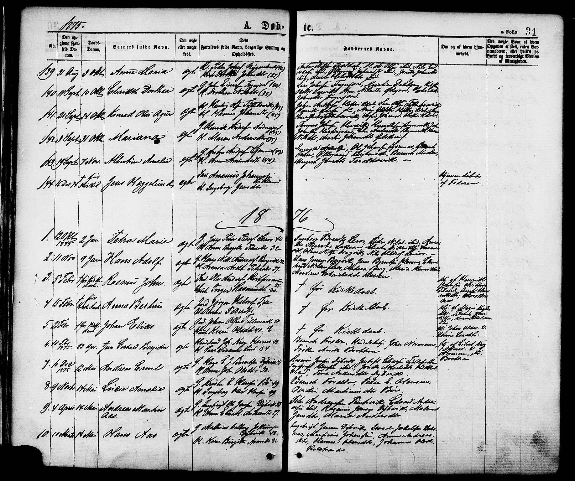 Ministerialprotokoller, klokkerbøker og fødselsregistre - Nordland, SAT/A-1459/863/L0897: Parish register (official) no. 863A09, 1872-1886, p. 31