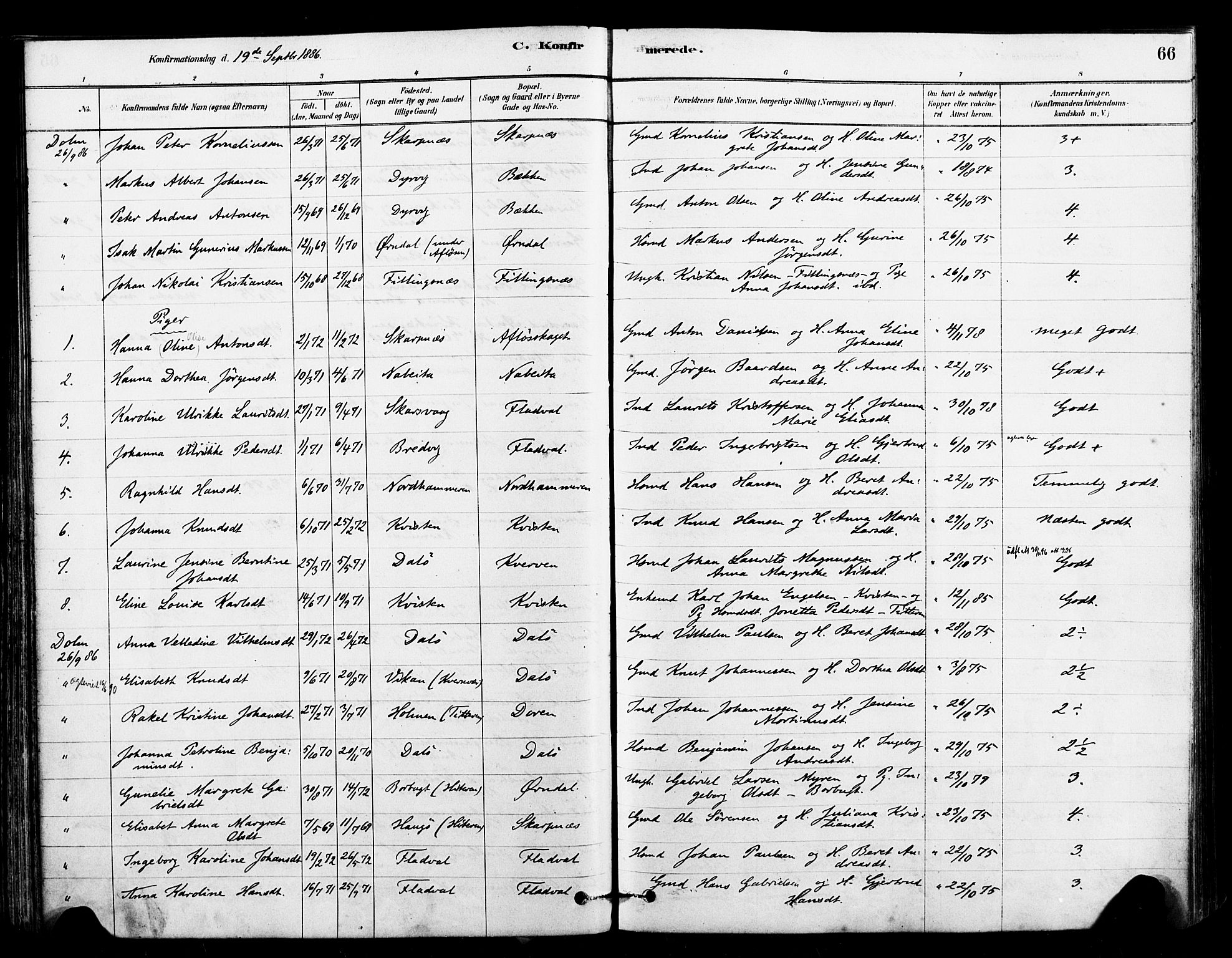 Ministerialprotokoller, klokkerbøker og fødselsregistre - Sør-Trøndelag, SAT/A-1456/641/L0595: Parish register (official) no. 641A01, 1882-1897, p. 66