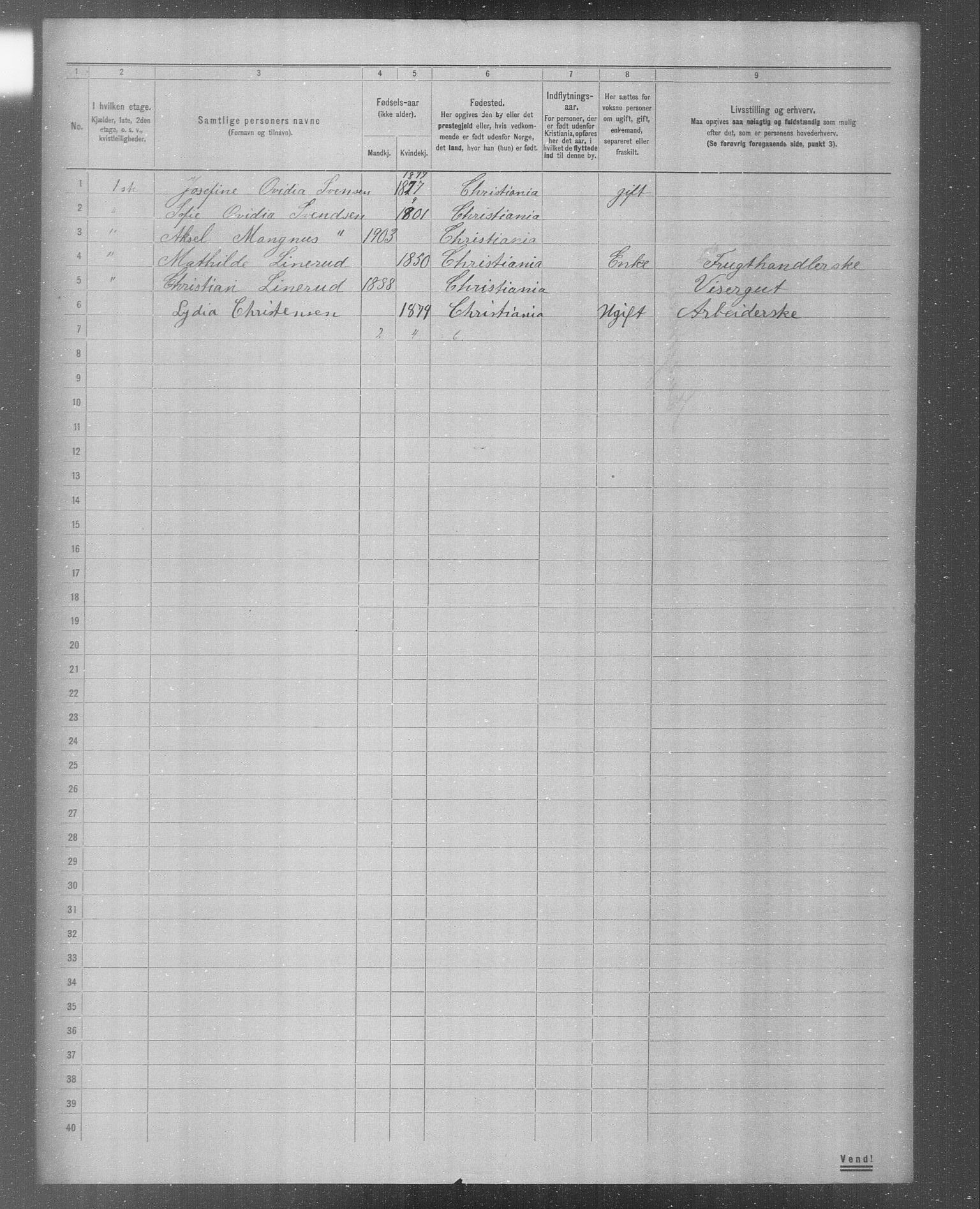 OBA, Municipal Census 1904 for Kristiania, 1904, p. 4467