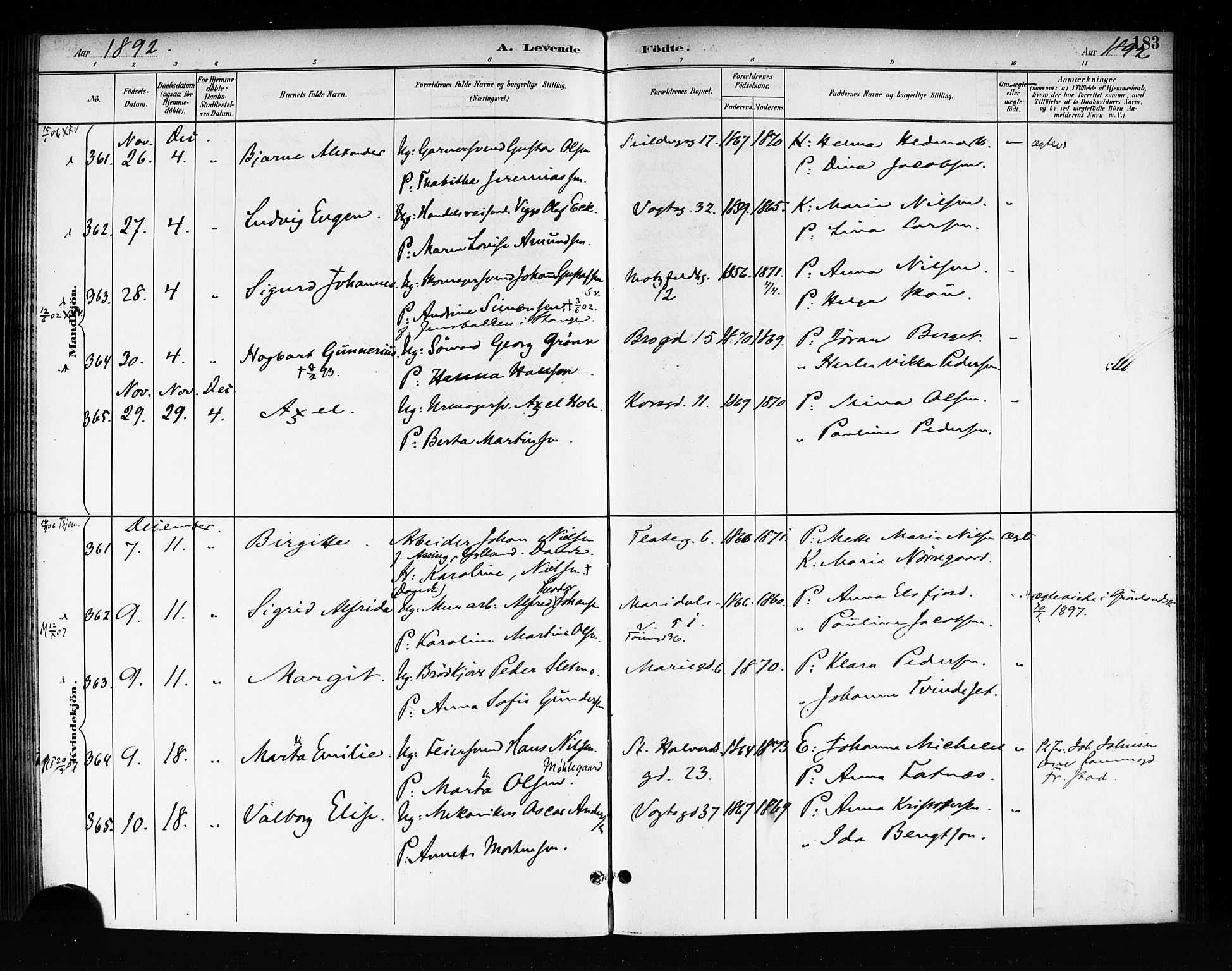 Rikshospitalet prestekontor Kirkebøker, AV/SAO-A-10309b/F/L0008: Parish register (official) no. 8, 1890-1893, p. 183