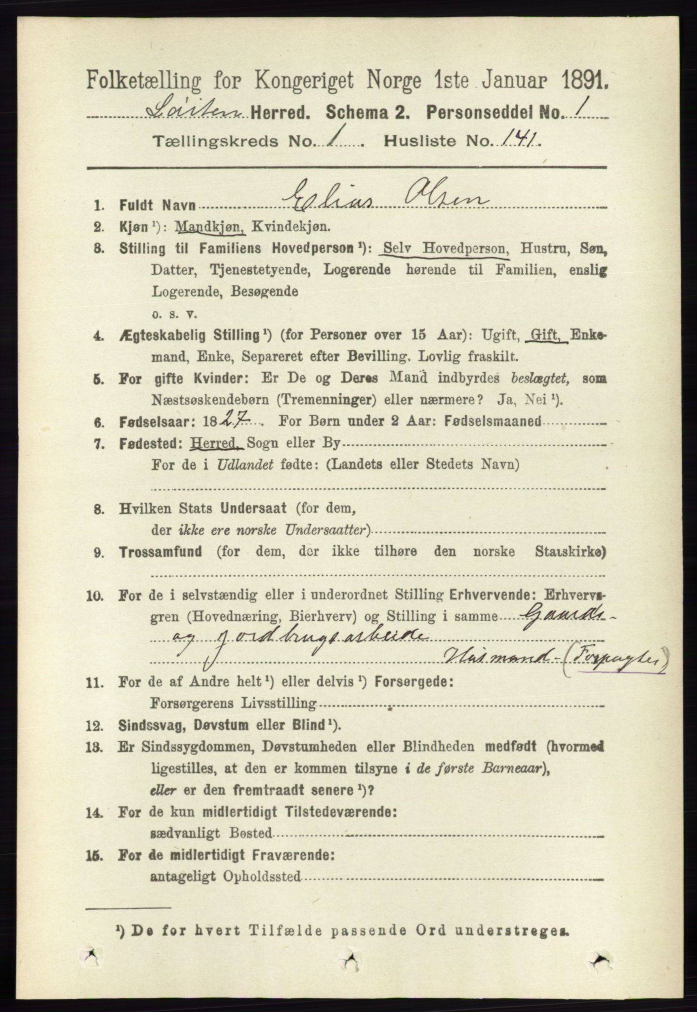 RA, 1891 census for 0415 Løten, 1891, p. 998