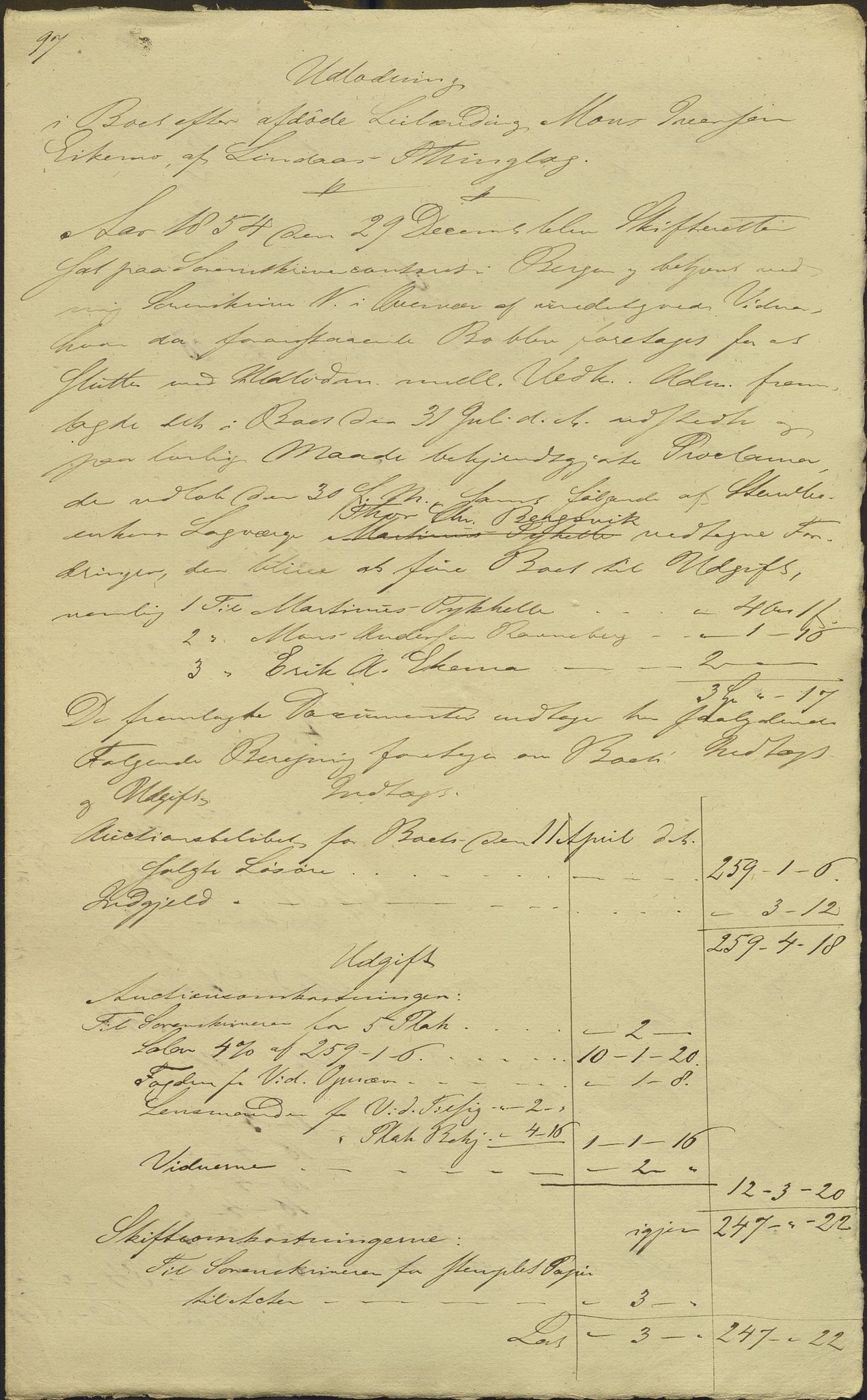 Nordhordland sorenskrivar, AV/SAB-A-2901/1/H/Hd/Hdb/L0002: Konsept til utlodningar, 1853-1854, p. 218