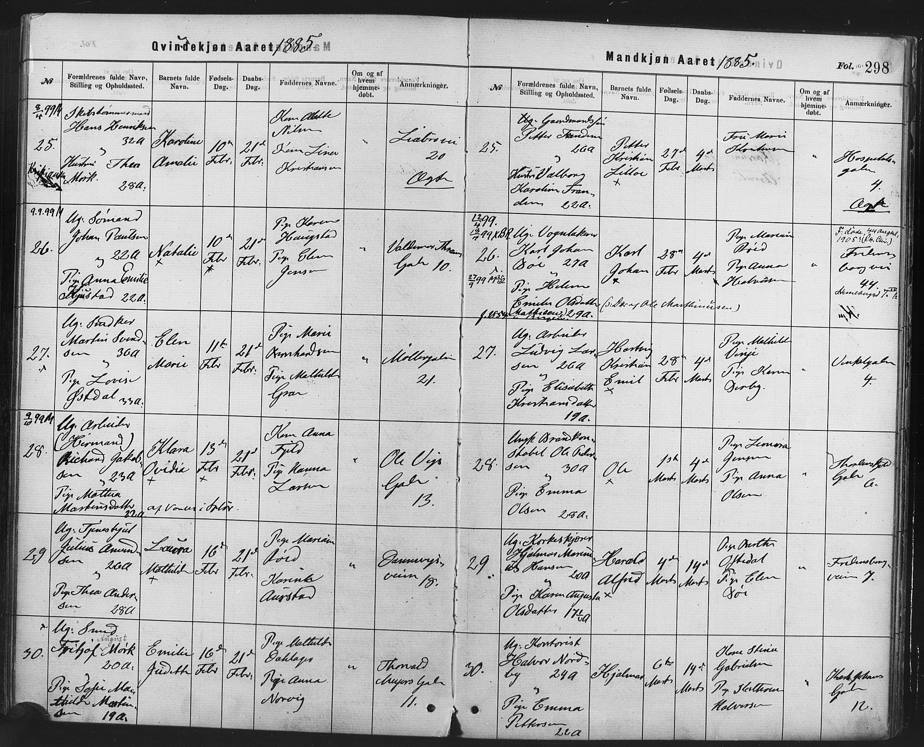 Rikshospitalet prestekontor Kirkebøker, AV/SAO-A-10309b/F/L0006: Parish register (official) no. 6, 1871-1885, p. 298