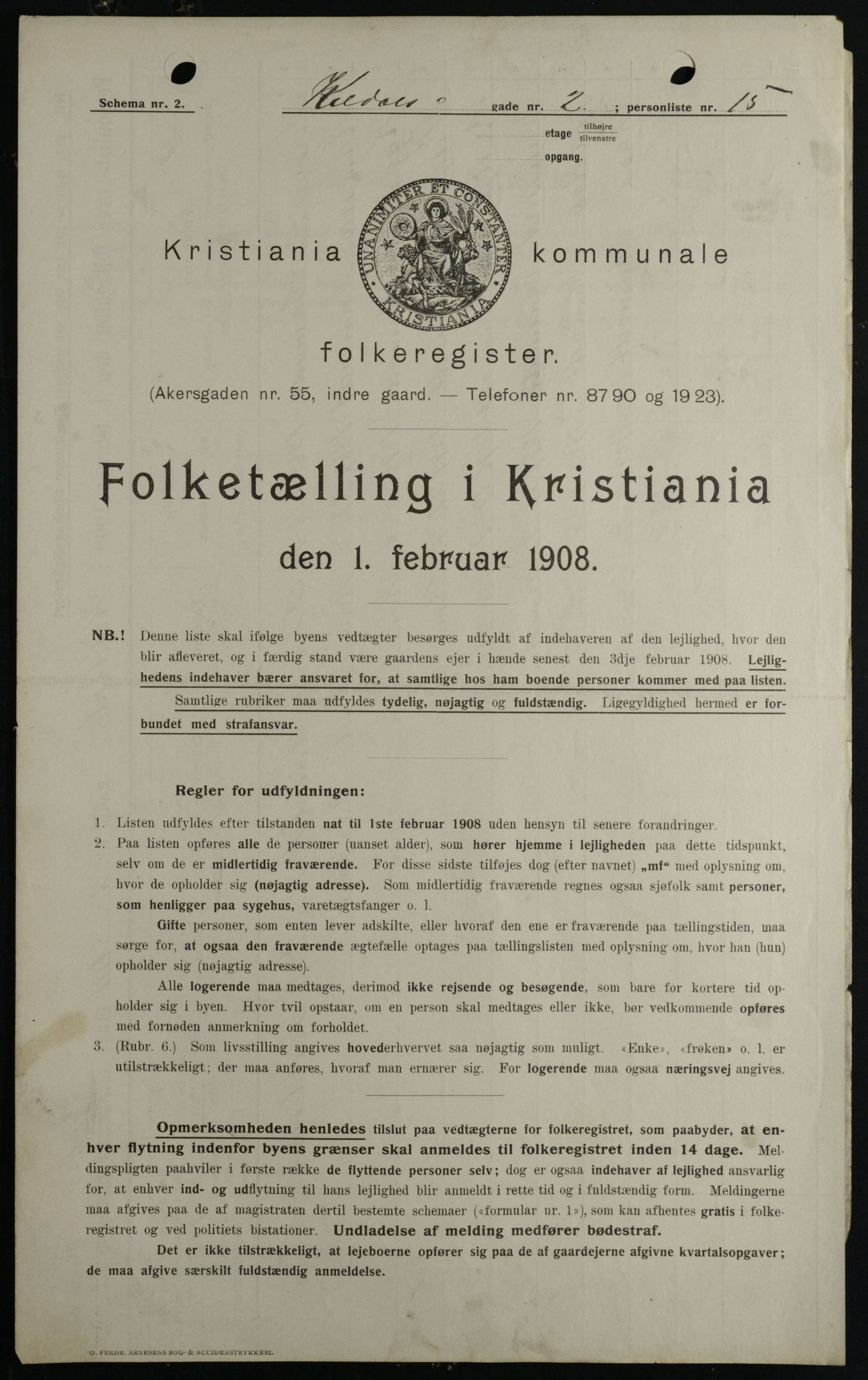 OBA, Municipal Census 1908 for Kristiania, 1908, p. 44308