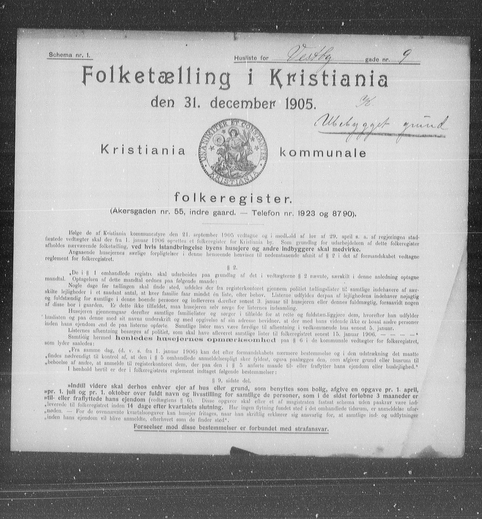 OBA, Municipal Census 1905 for Kristiania, 1905, p. 64345