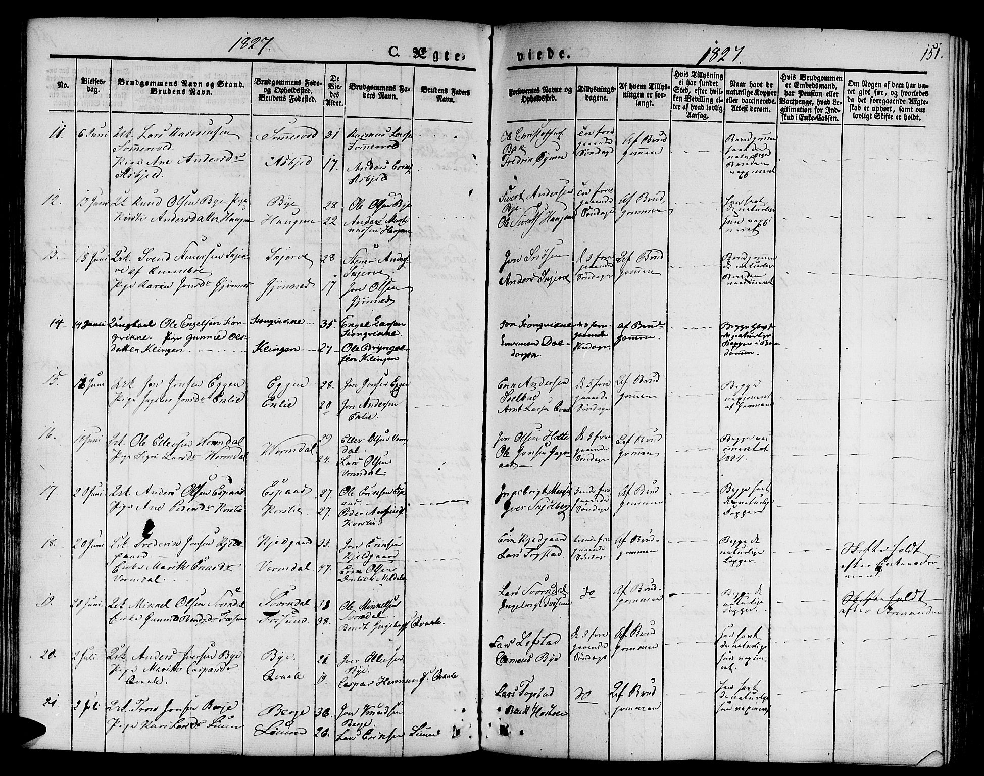 Ministerialprotokoller, klokkerbøker og fødselsregistre - Sør-Trøndelag, SAT/A-1456/668/L0804: Parish register (official) no. 668A04, 1826-1839, p. 151