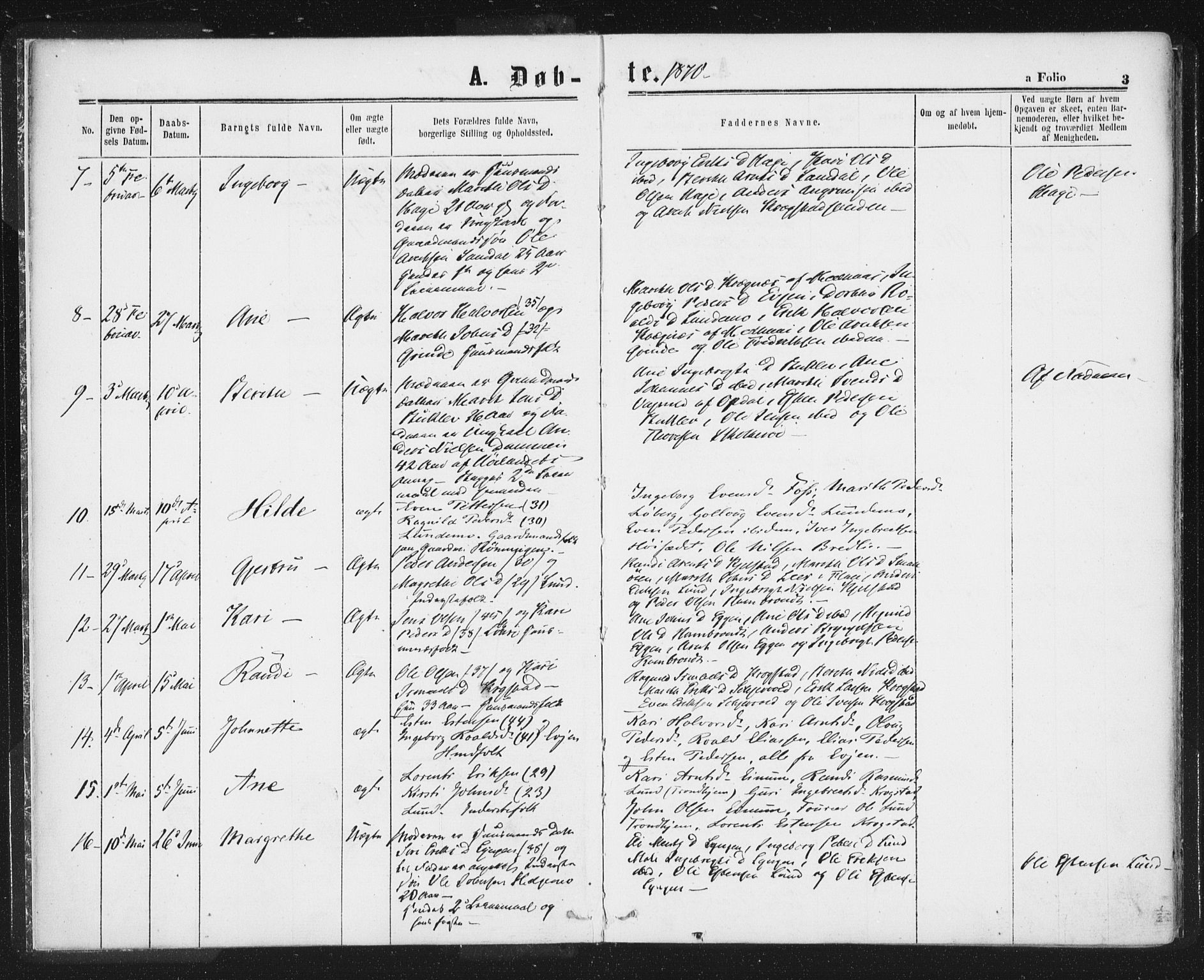 Ministerialprotokoller, klokkerbøker og fødselsregistre - Sør-Trøndelag, AV/SAT-A-1456/692/L1104: Parish register (official) no. 692A04, 1862-1878, p. 3