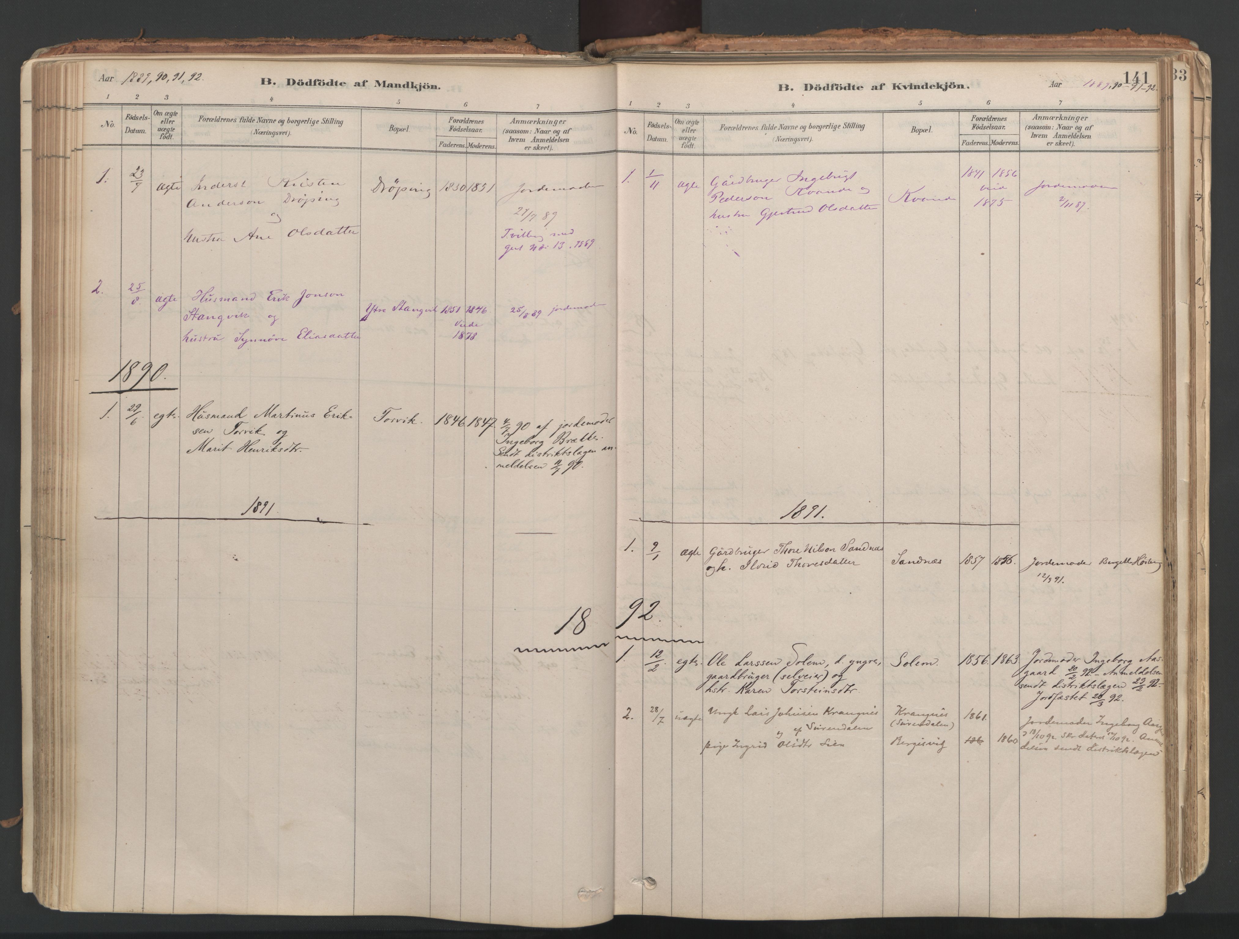 Ministerialprotokoller, klokkerbøker og fødselsregistre - Møre og Romsdal, AV/SAT-A-1454/592/L1029: Parish register (official) no. 592A07, 1879-1902, p. 141