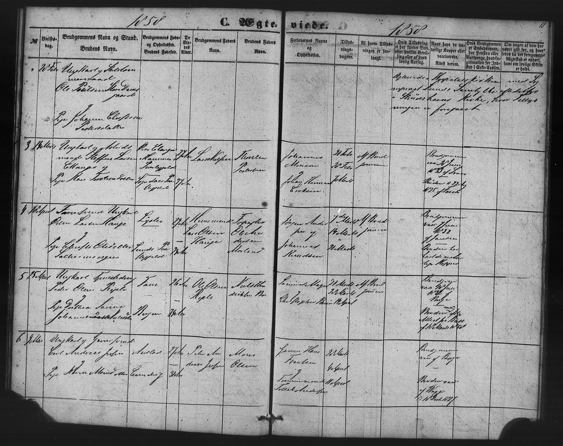 St. Jørgens hospital og Årstad sokneprestembete, AV/SAB-A-99934: Parish register (copy) no. A 7, 1854-1886, p. 18