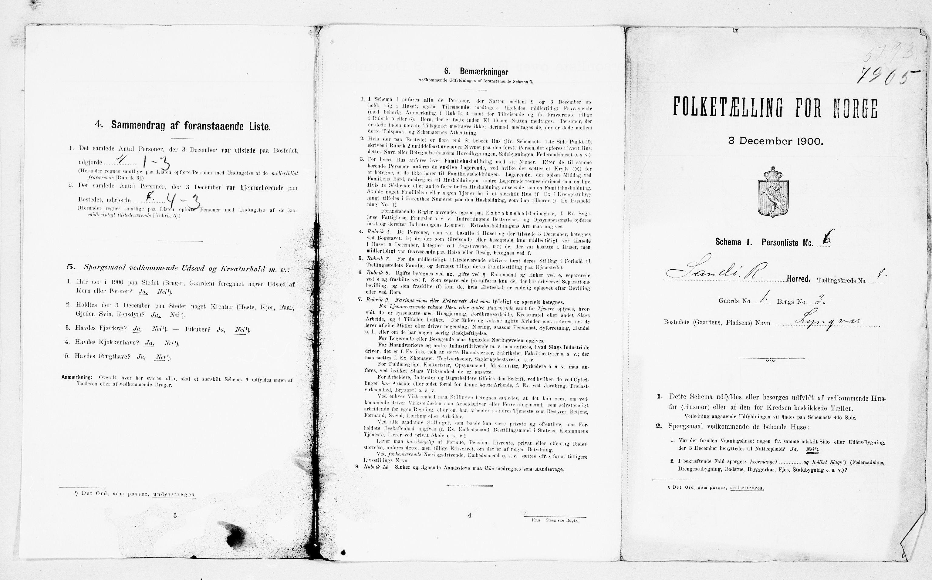 SAT, 1900 census for Sandøy, 1900, p. 8