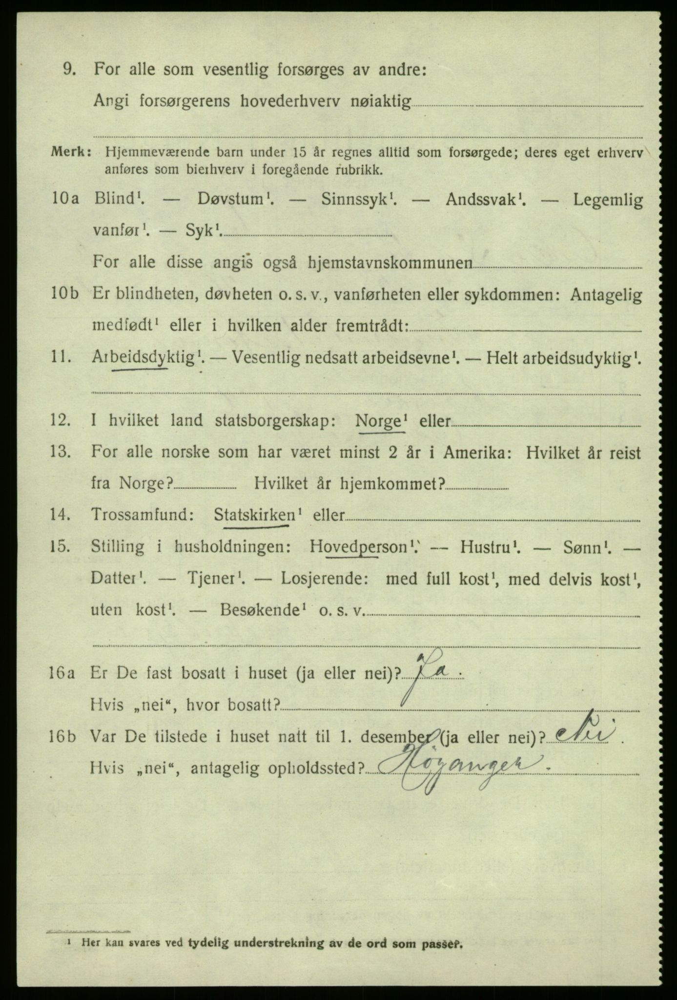 SAB, 1920 census for Vik, 1920, p. 3194