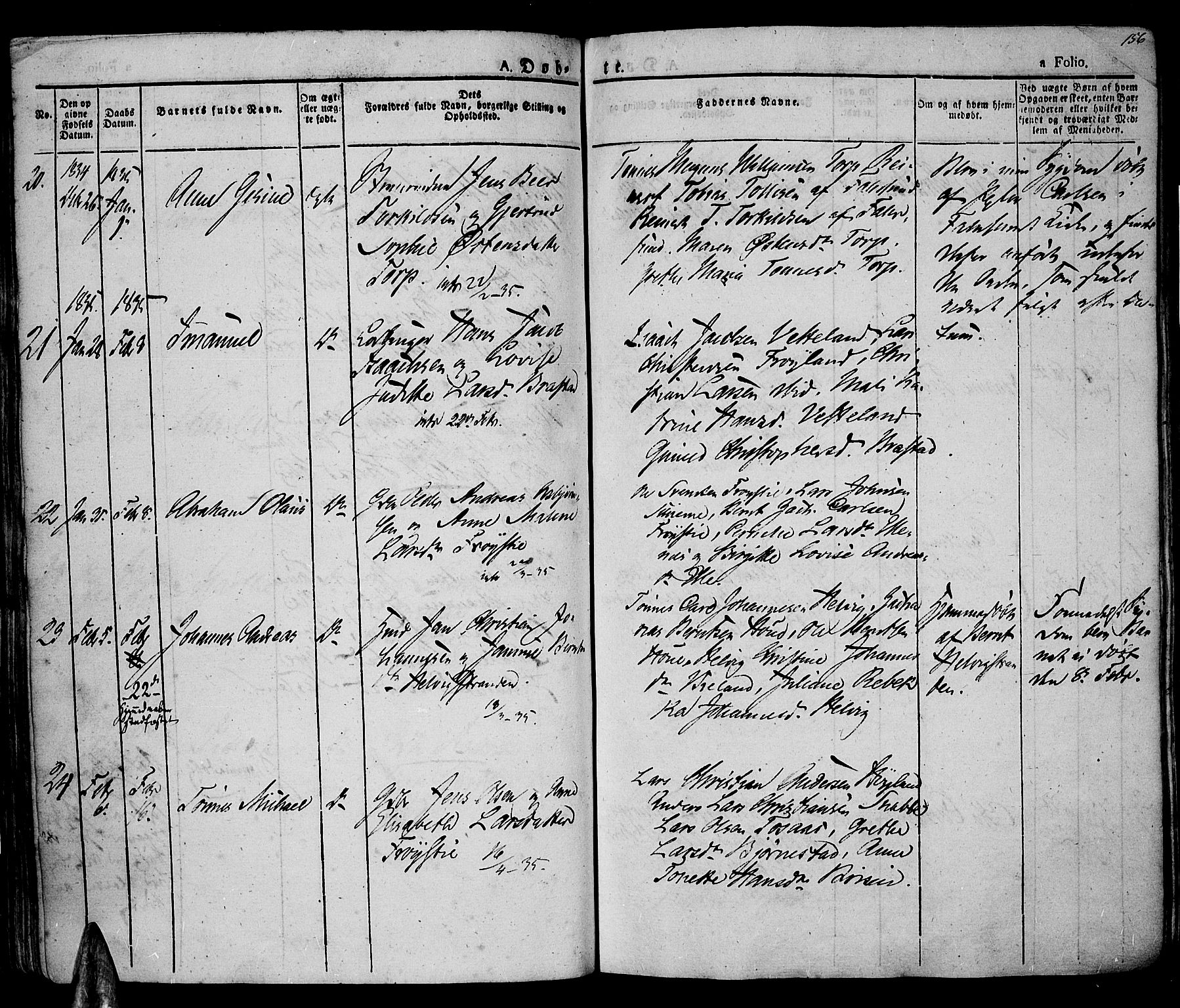 Lista sokneprestkontor, AV/SAK-1111-0027/F/Fa/L0008: Parish register (official) no. A 8, 1823-1835, p. 156