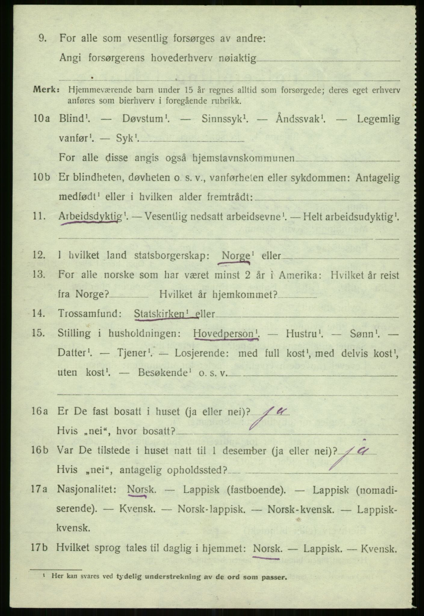 SATØ, 1920 census for Helgøy, 1920, p. 1458
