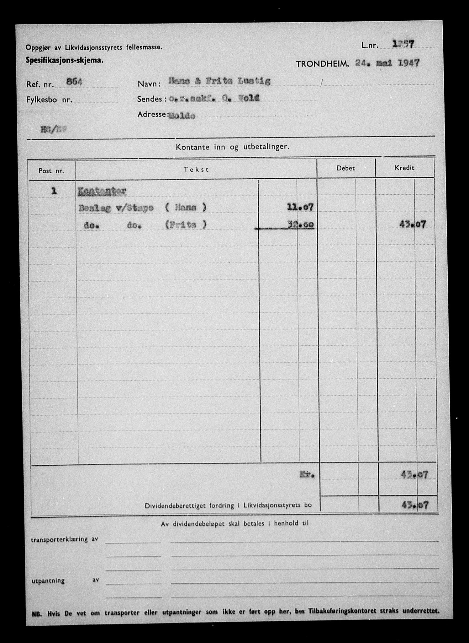 Justisdepartementet, Tilbakeføringskontoret for inndratte formuer, AV/RA-S-1564/H/Hc/Hcb/L0915: --, 1945-1947, p. 4