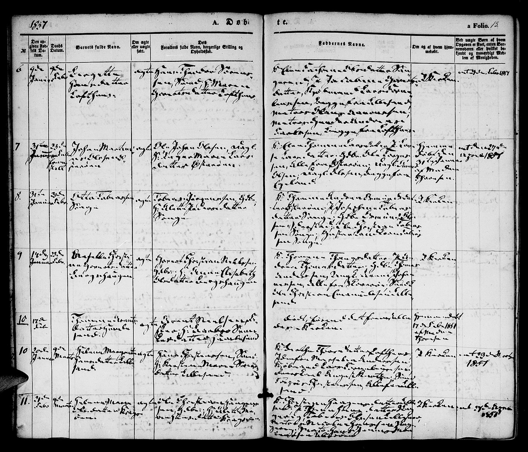 Vestre Moland sokneprestkontor, AV/SAK-1111-0046/F/Fa/Fab/L0006: Parish register (official) no. A 6, 1850-1858, p. 15