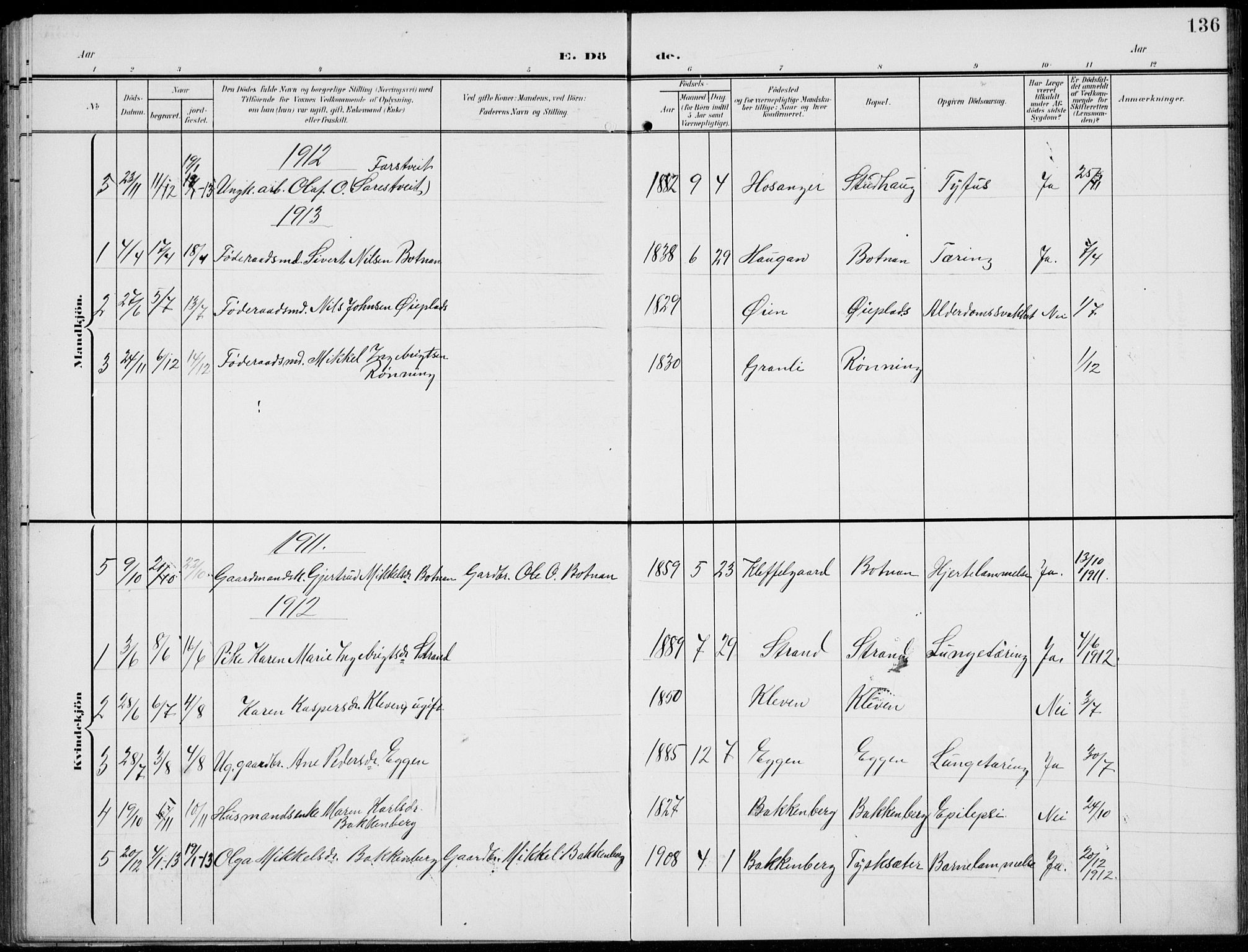 Kvikne prestekontor, AV/SAH-PREST-064/H/Ha/Hab/L0004: Parish register (copy) no. 4, 1902-1937, p. 136