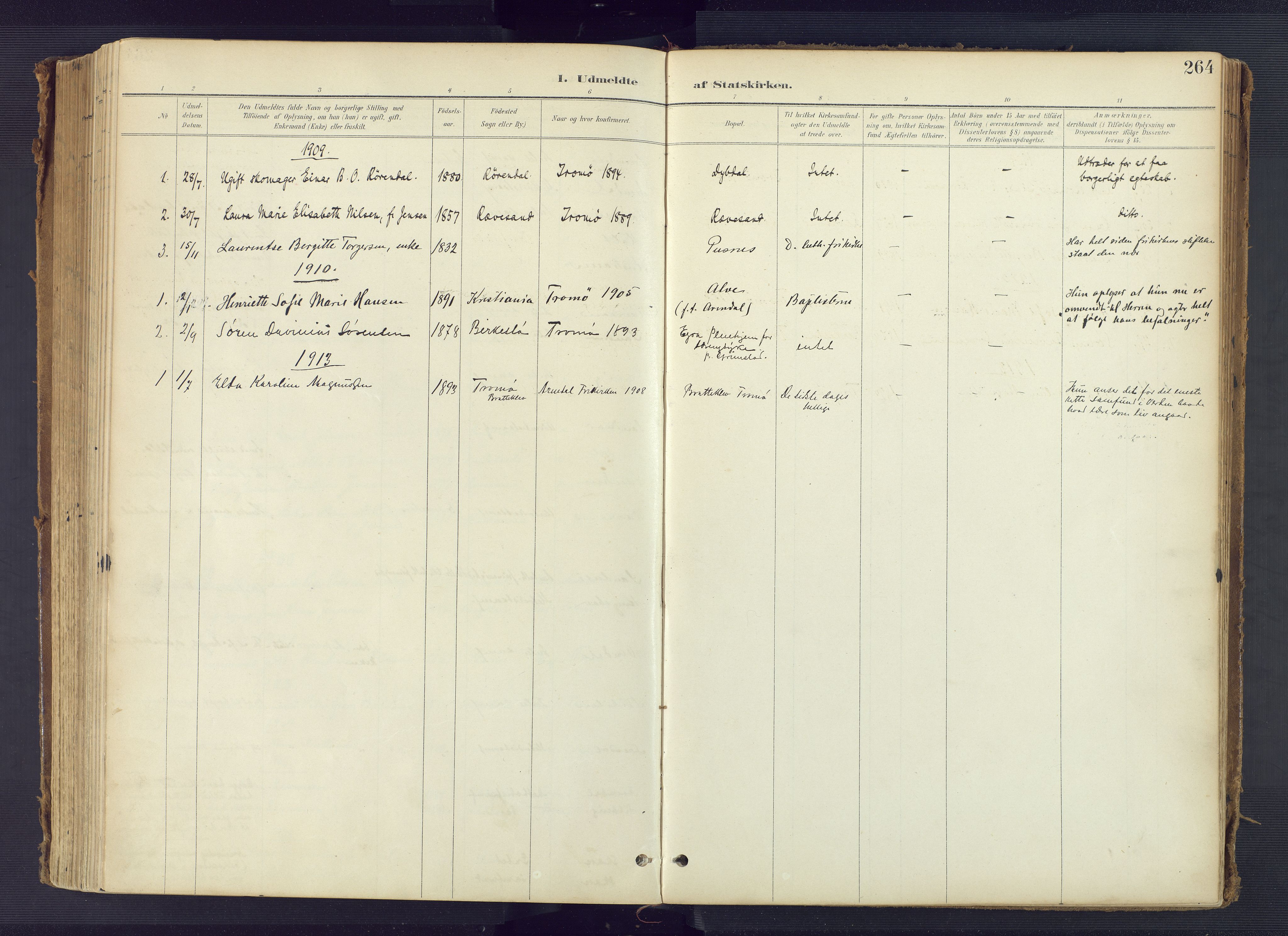 Tromøy sokneprestkontor, AV/SAK-1111-0041/F/Fa/L0010: Parish register (official) no. A 10, 1896-1912, p. 264